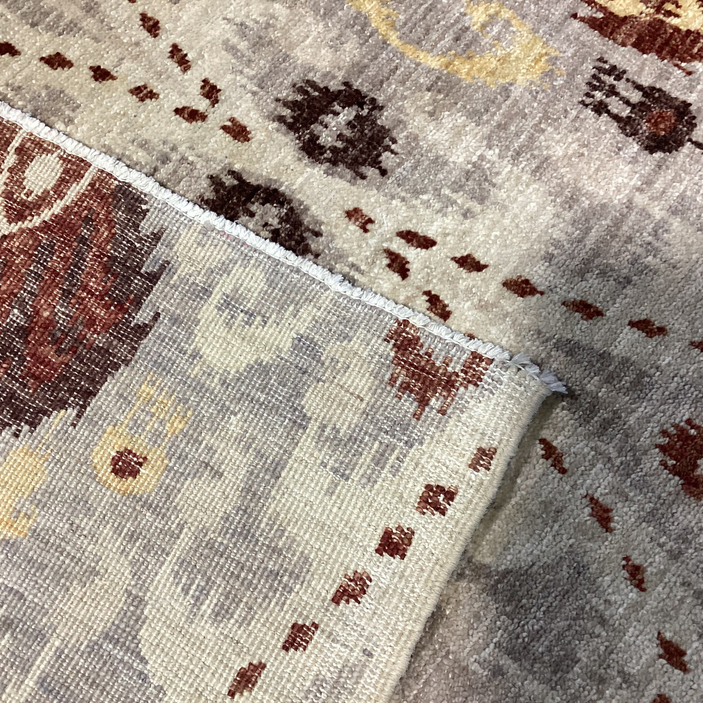 Cream Rust Brown Hand Woven Wool Rug 8'3"x 10'8"