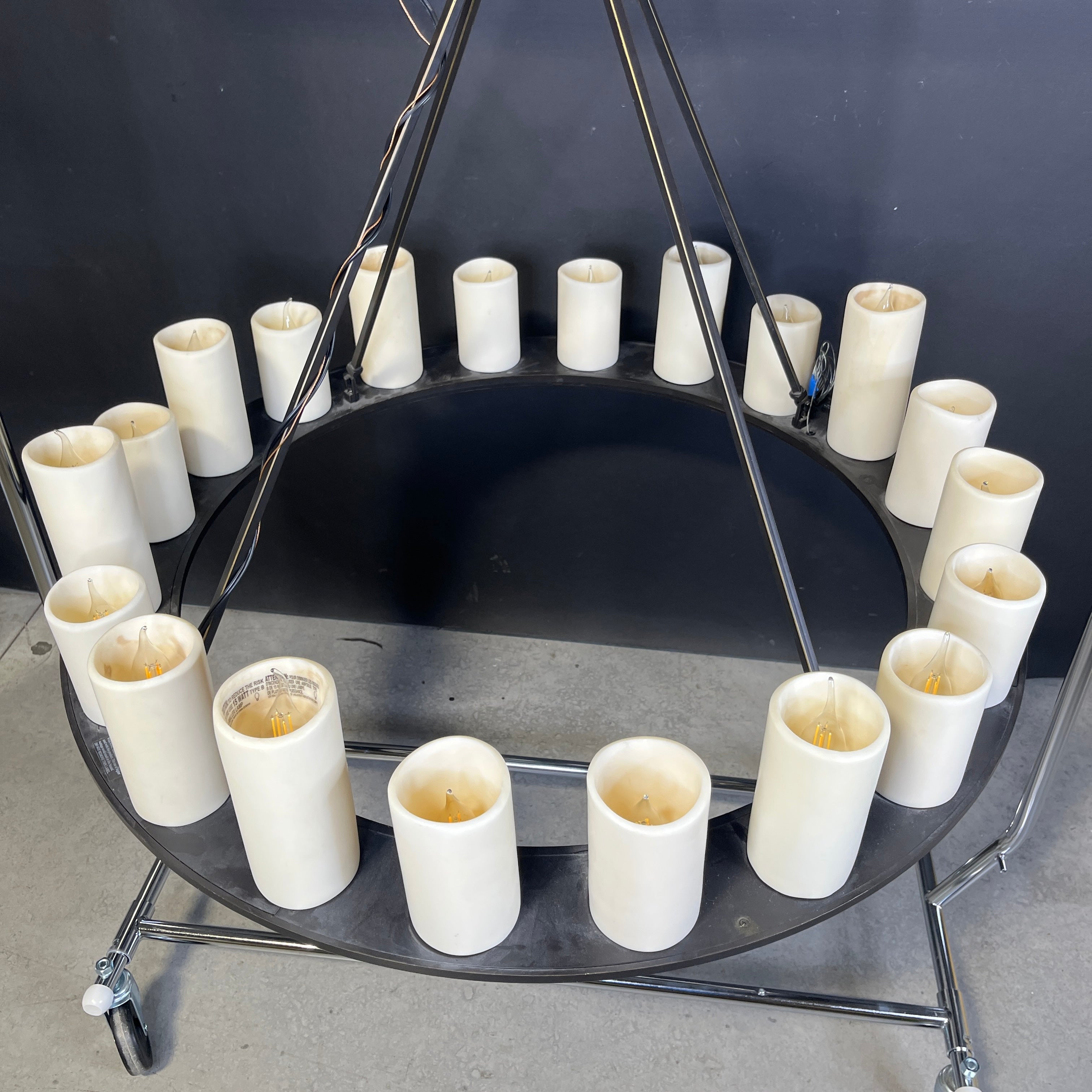 Restoration Hardware 20-Light Oil Rubbed Bronze with Faux Candle Shades Chandelier 40” Diameter x 28”