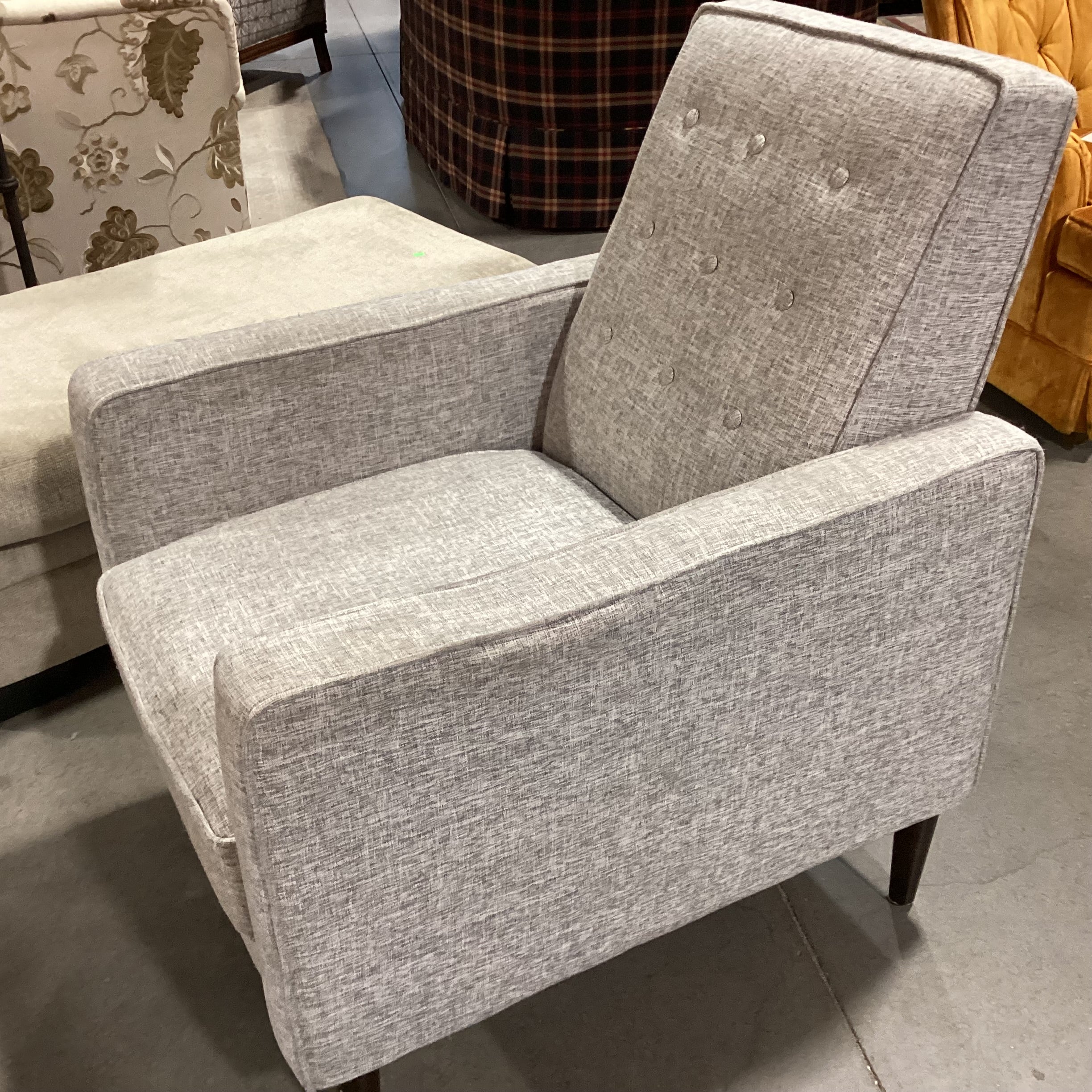 Noble House Home Furnishings Grey Heather Button Tufted Recliner Chair 28"x 34" to 54"x 37"