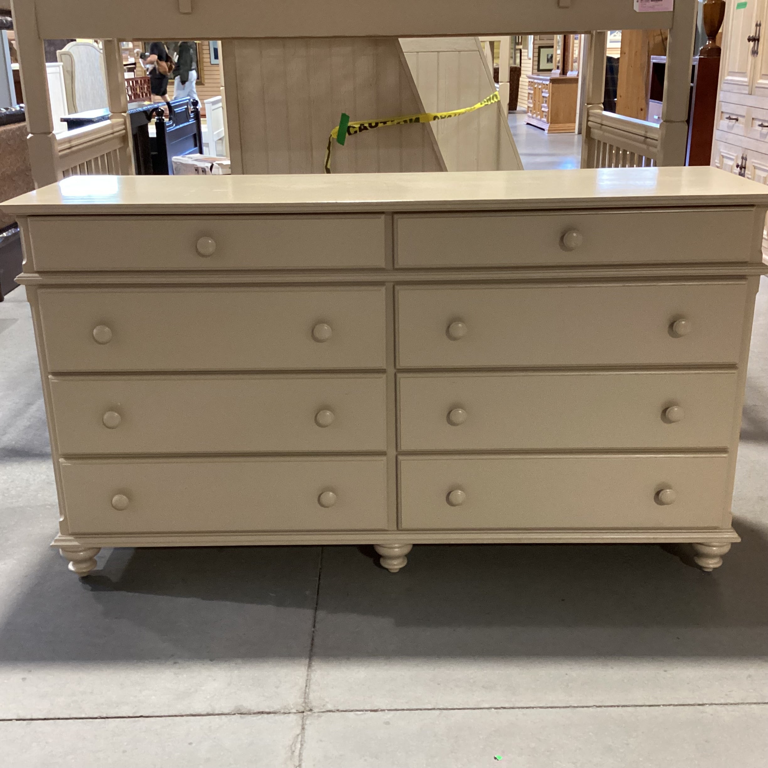 Vermont Tubbs Custom Crafted Sand Finish Carved Wood 8 Drawer Dresser 66"x 20"x 37"