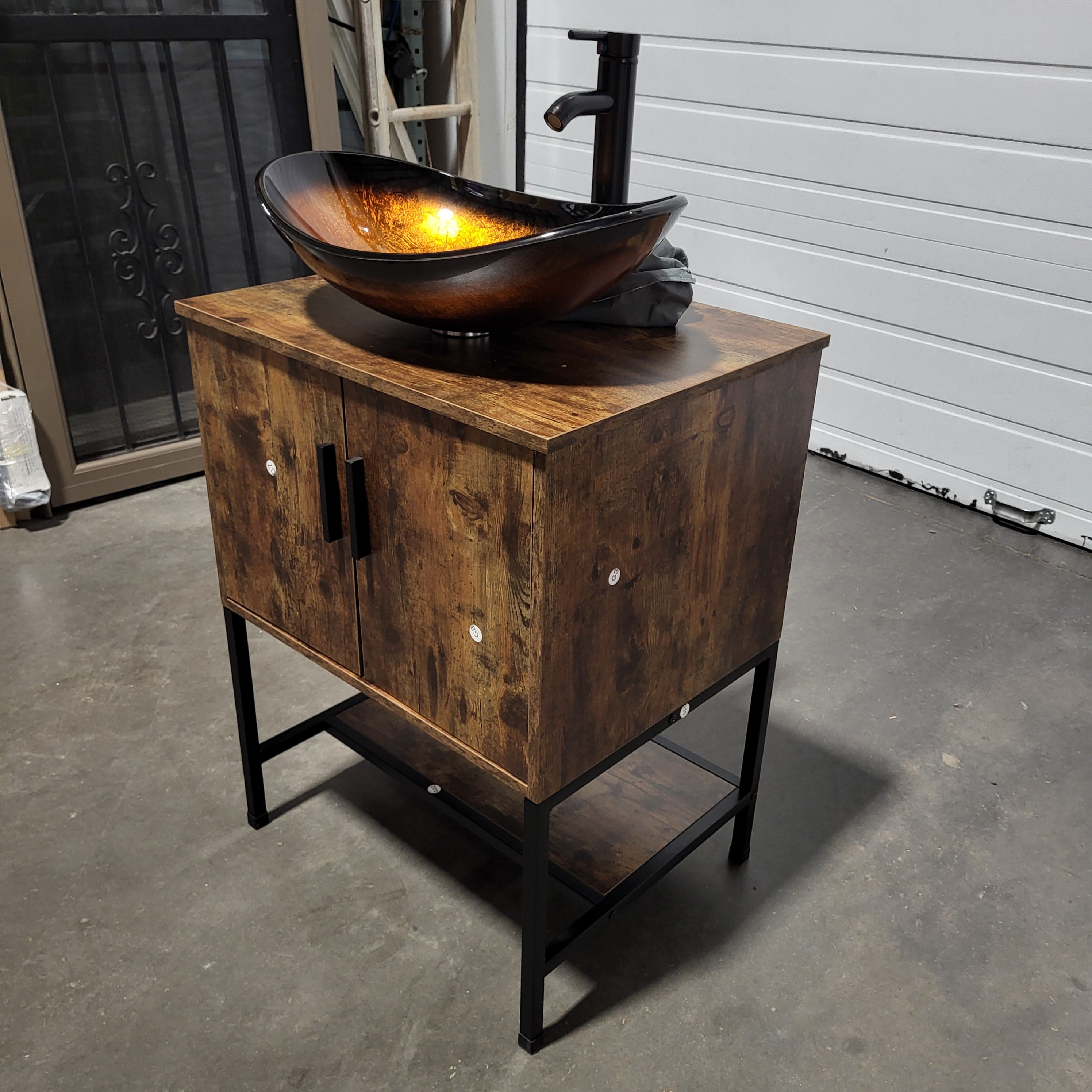 24"x 19"x 43" UVE Antique Dark Brown Vanity