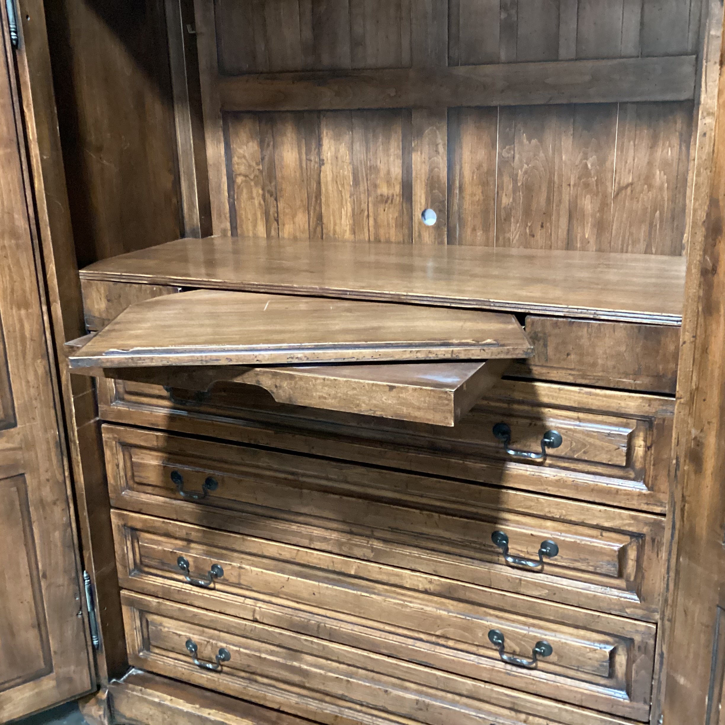 Dark Distressed Finish 2 Door 4 Drawer Armoire 59"x 26"x 85"