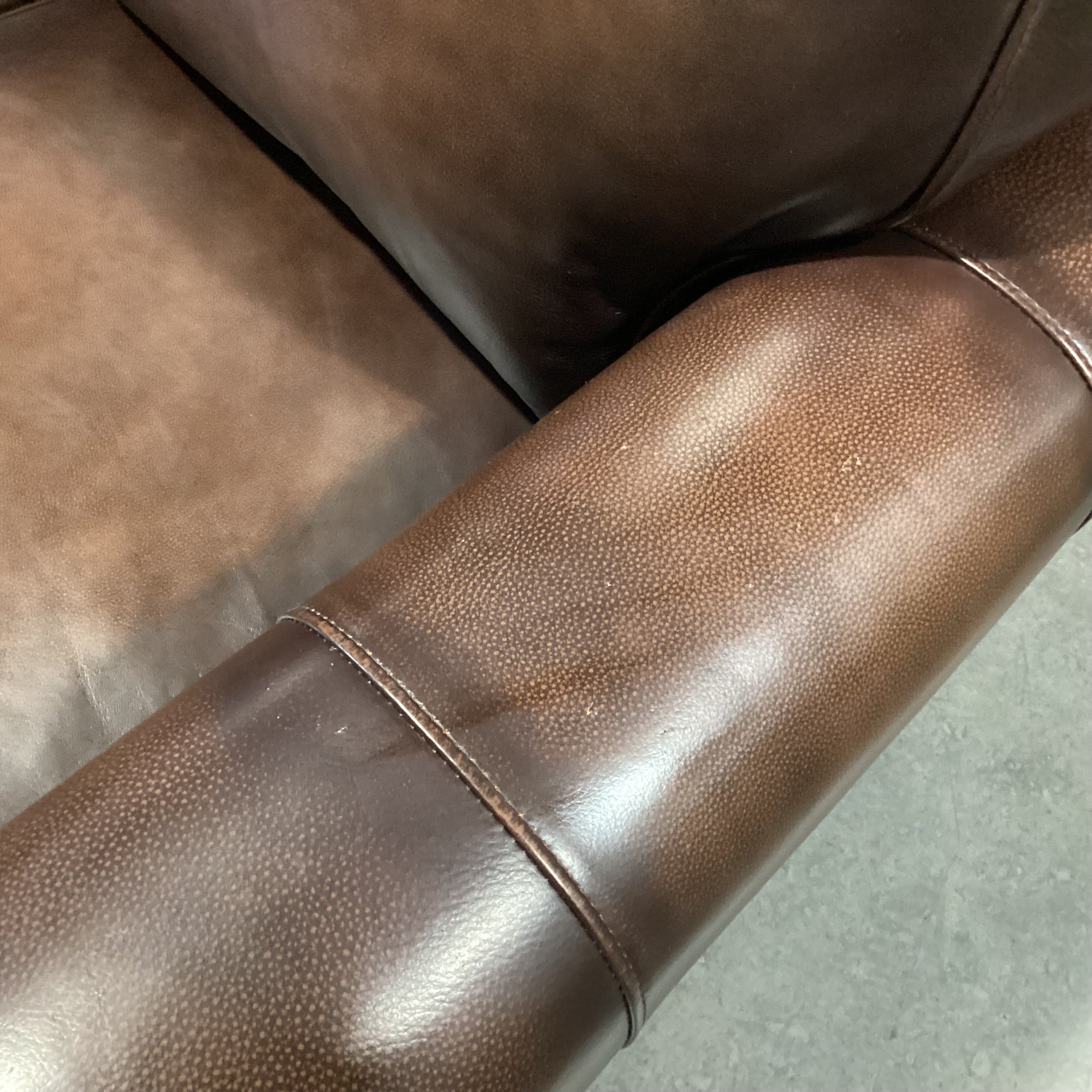 Brown Leather Nailhead with Roll Arm Sofa 82"x 40"x 36"