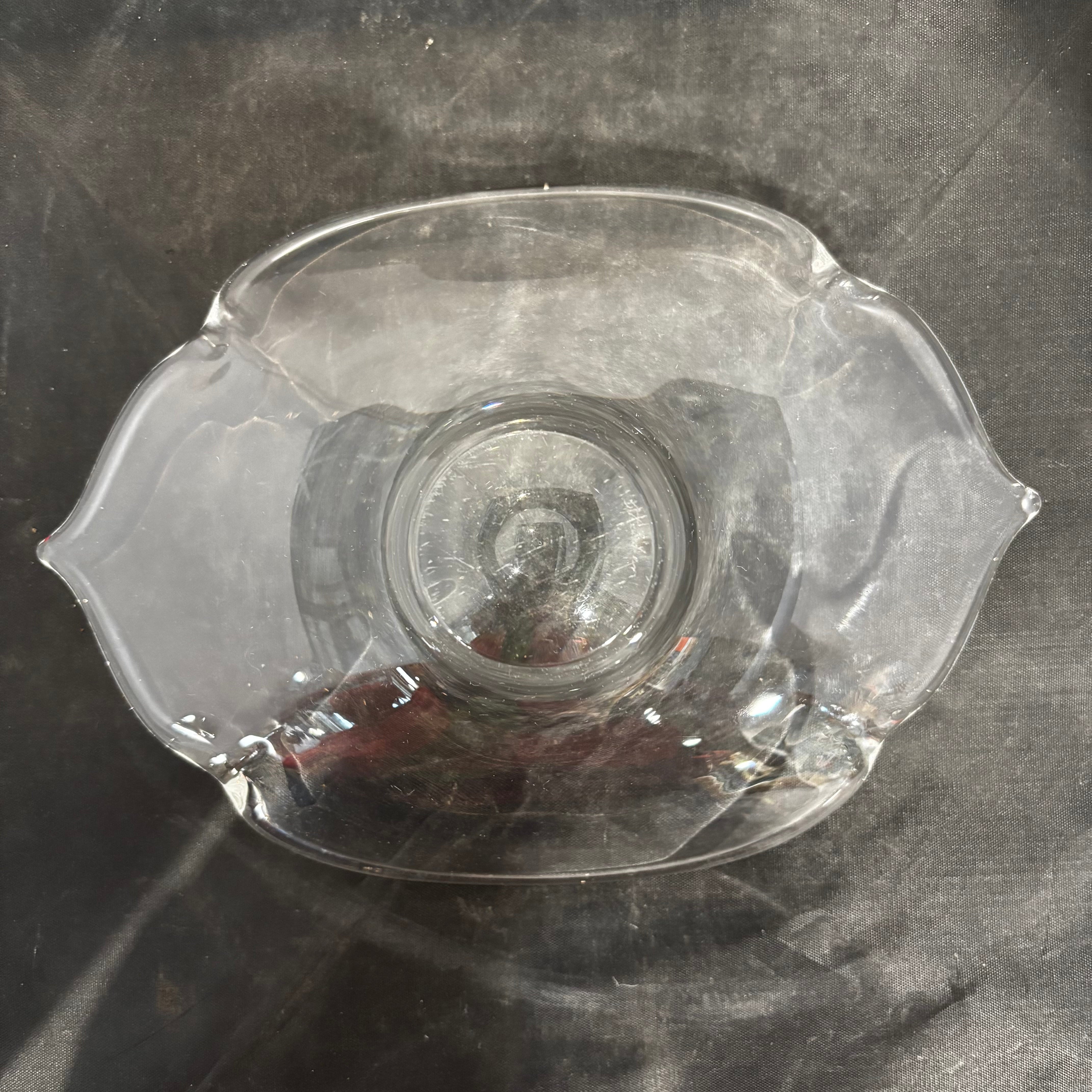 Steuben "Calyx" Crystal Quatrefoil Bowl By Donald Pollard 9.5"x 7"x 3"