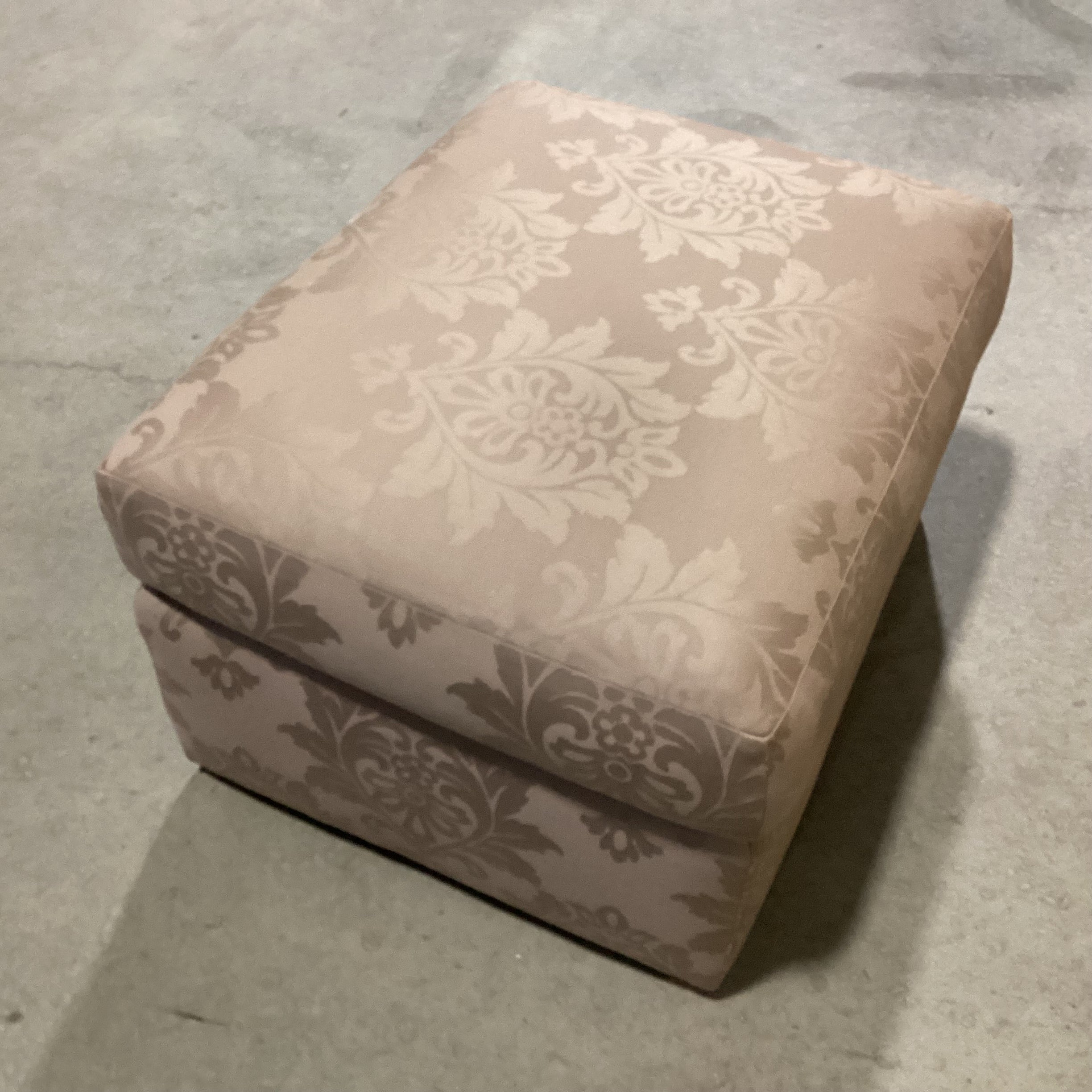 JJ Custom Taupe Brown with Ornate Floral Ottoman 30"x 24"x 17"