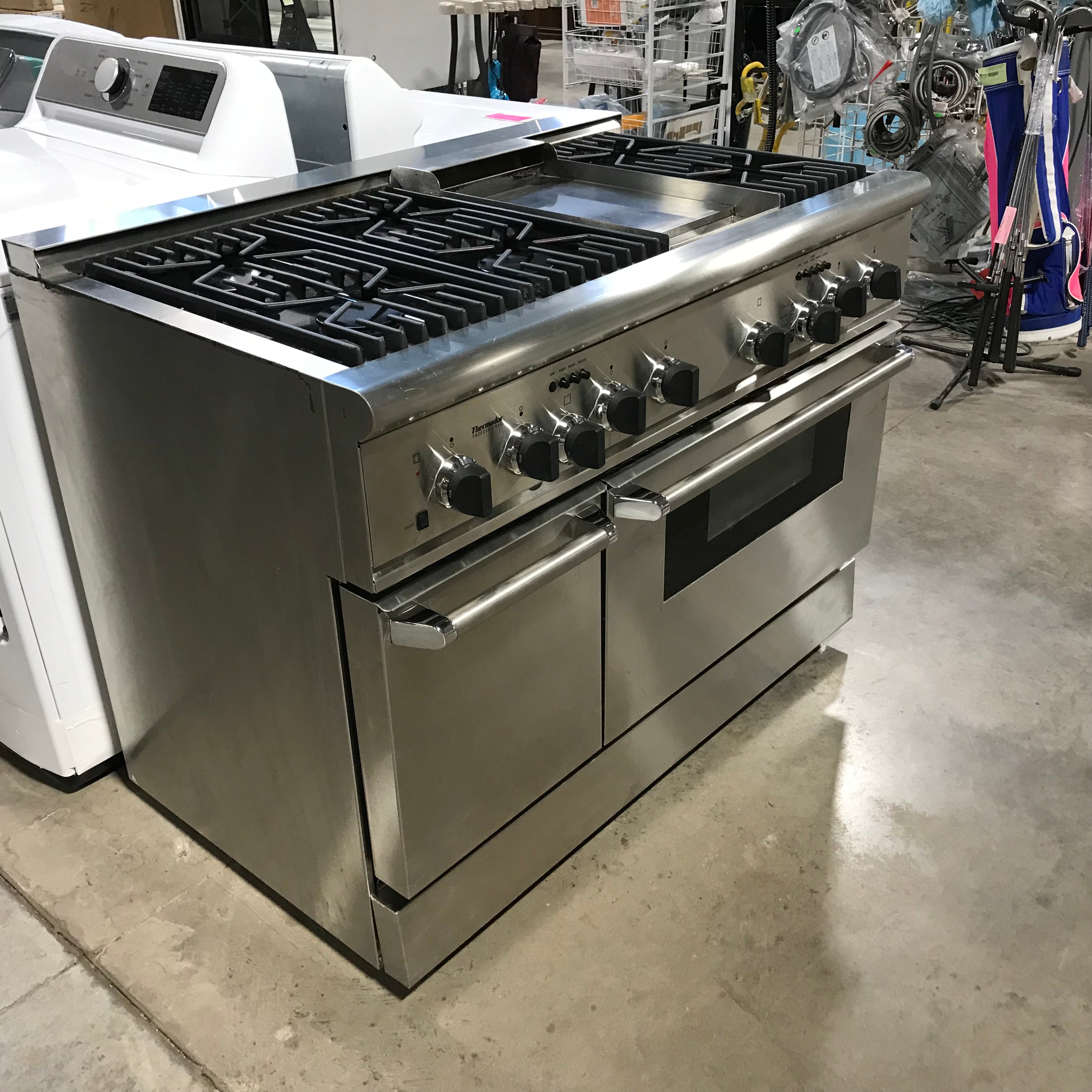 Thermador Stainless Steel 6 Burner, Griddle And Double Oven Dual Fuel Range 48"x 29"x 38"