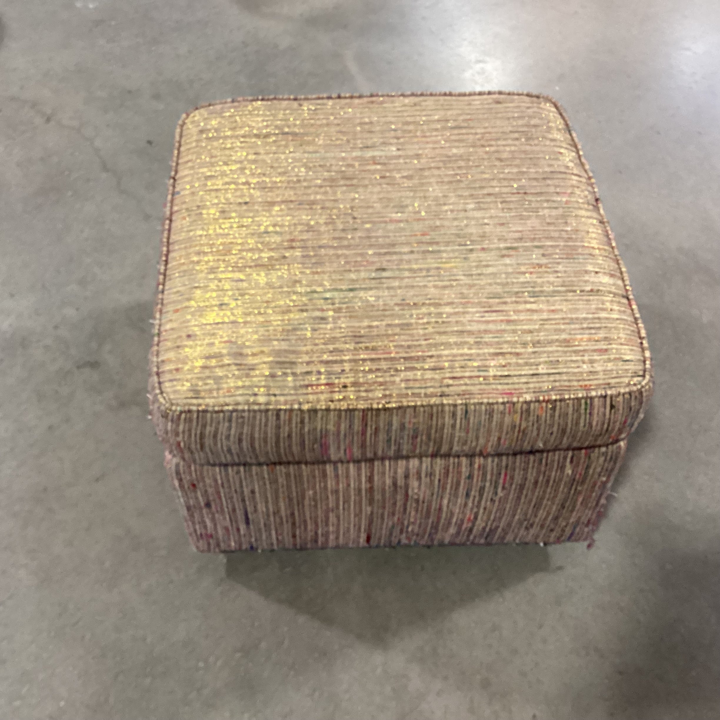 Gold Multi Woven Ottoman 26"x 26"x 19"
