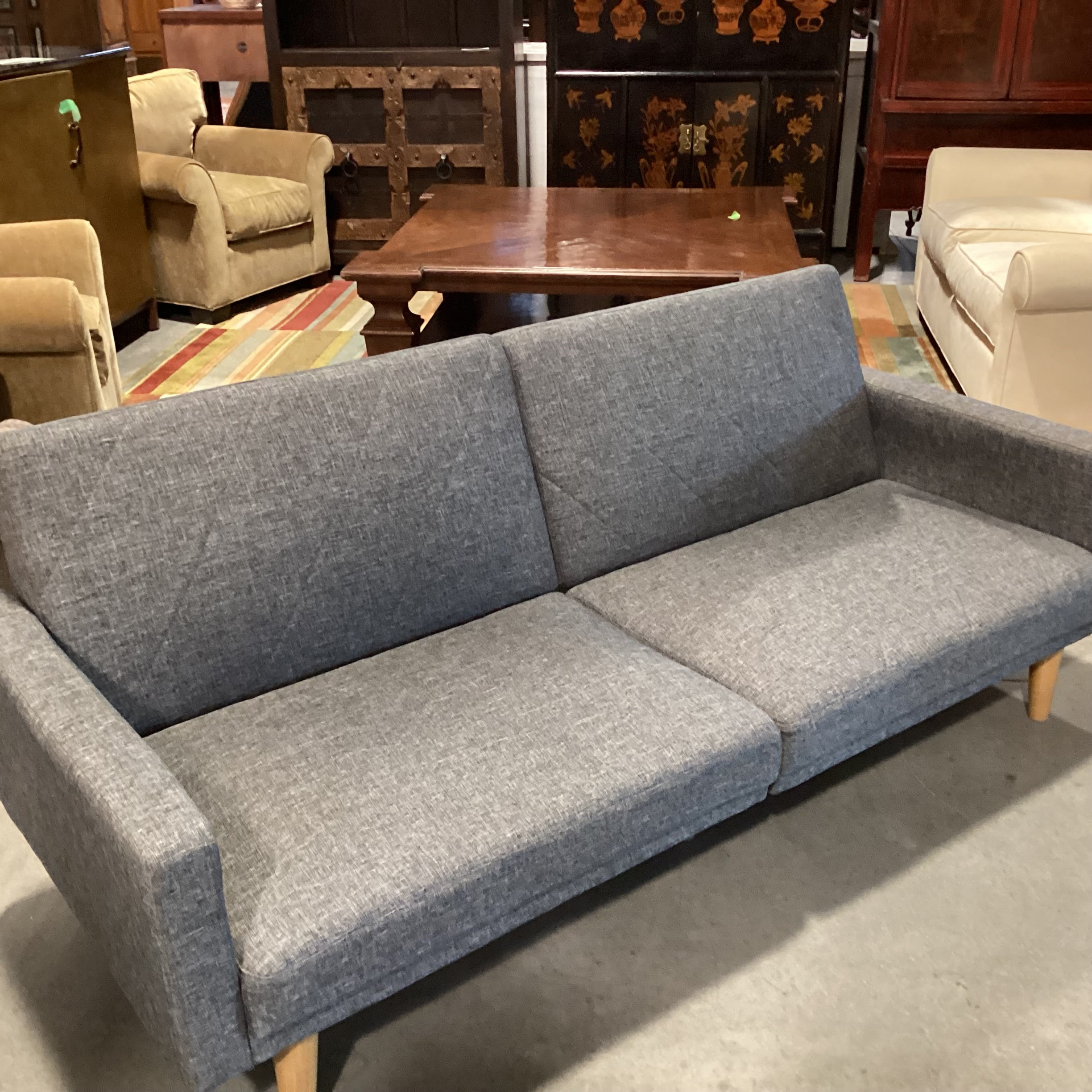 Dorel Home Mid Century Style Charcoal Woven Futon Sofa 79"x 31" to 44"