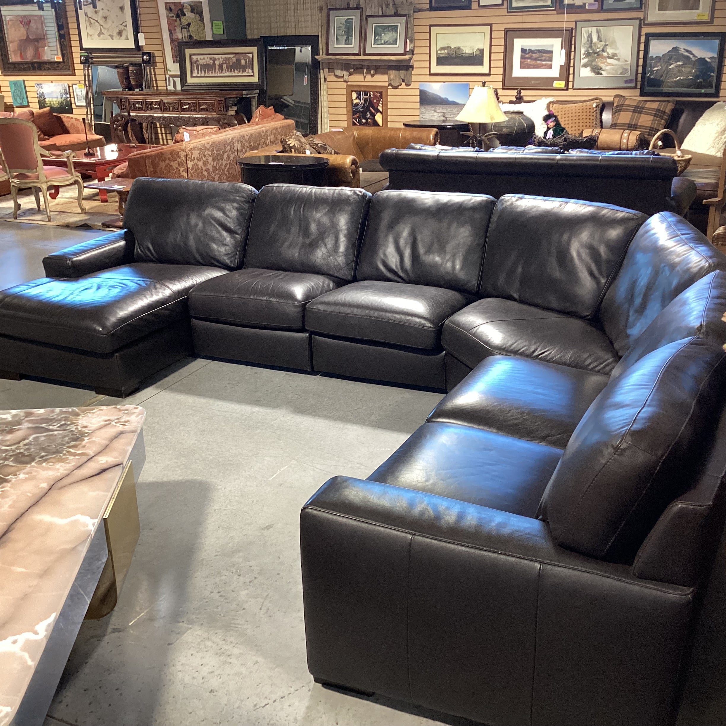 Natuzzi Leather 6 Piece with Chaise Sectional 108"x 138"x 64"x 39"x 31"