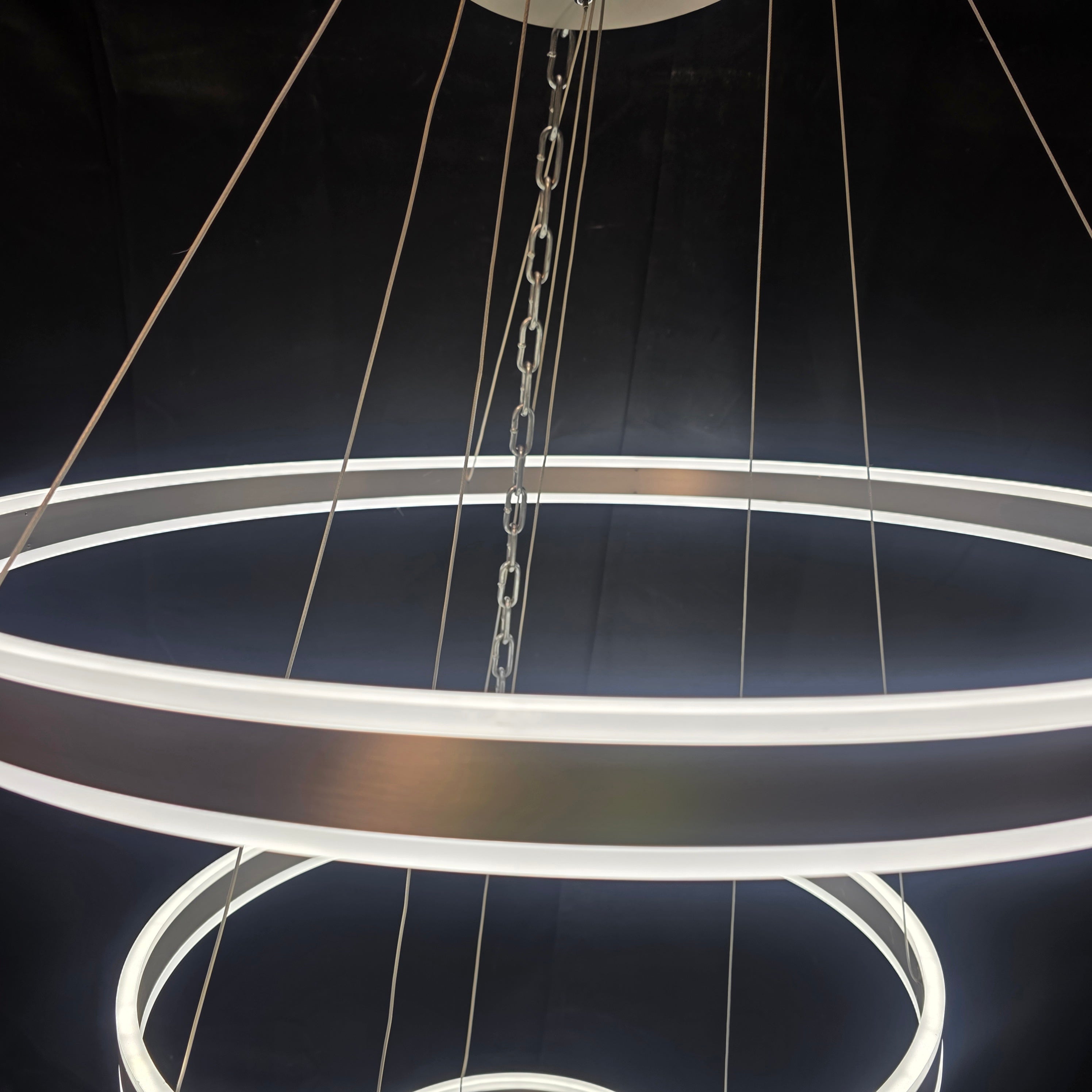 First LED Lighting Three Ring Chandelier with Remote Control 31"D x 48"