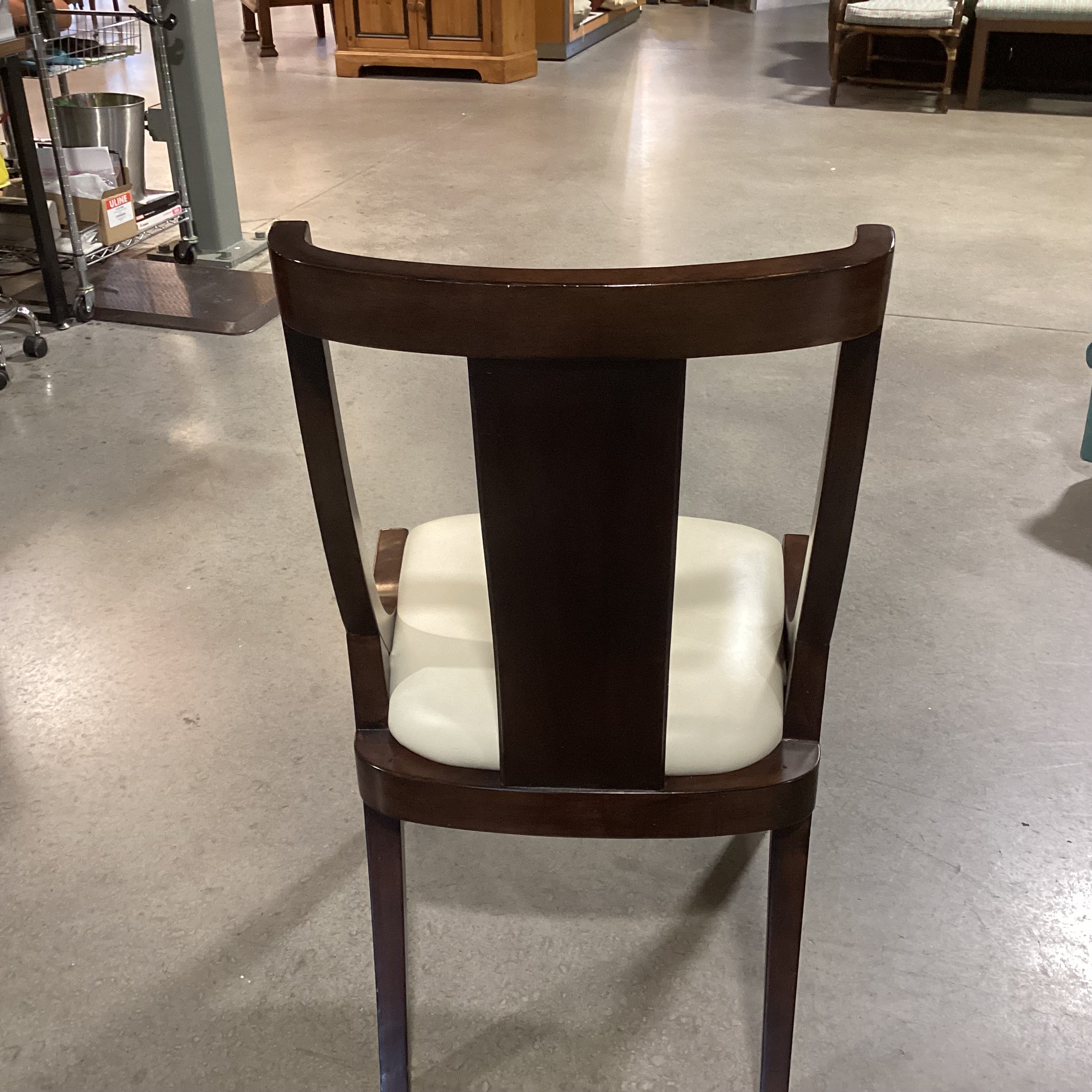 Dark Finish Wood Side Slope with Cream Leather Seat Chair 22"x 23"x 39"Chair 22"x 23"x 39"