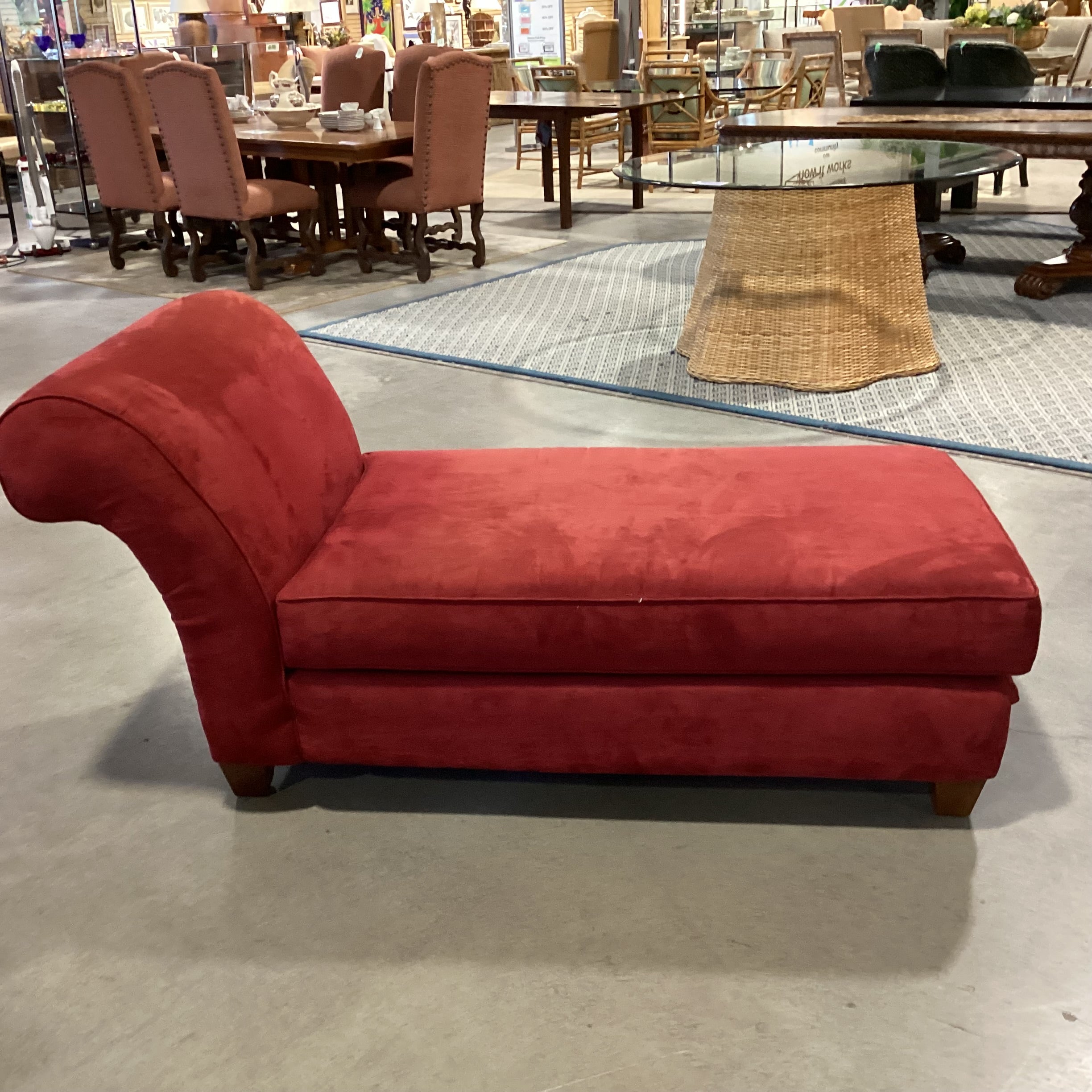 Red Micro Suede Chaise Sofa 70"x 33"x 33"
