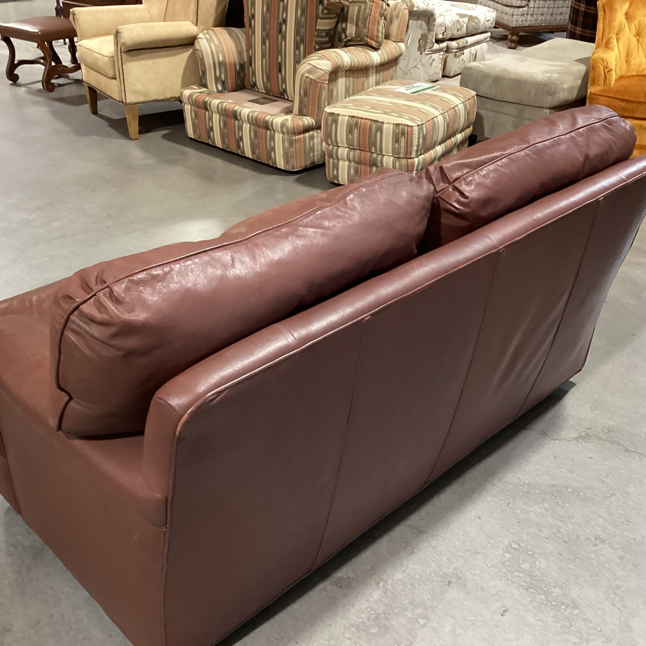 Hancock & Moore Brown Leather Down Mix Loveseat Sofa 66"x 39"x 35"
