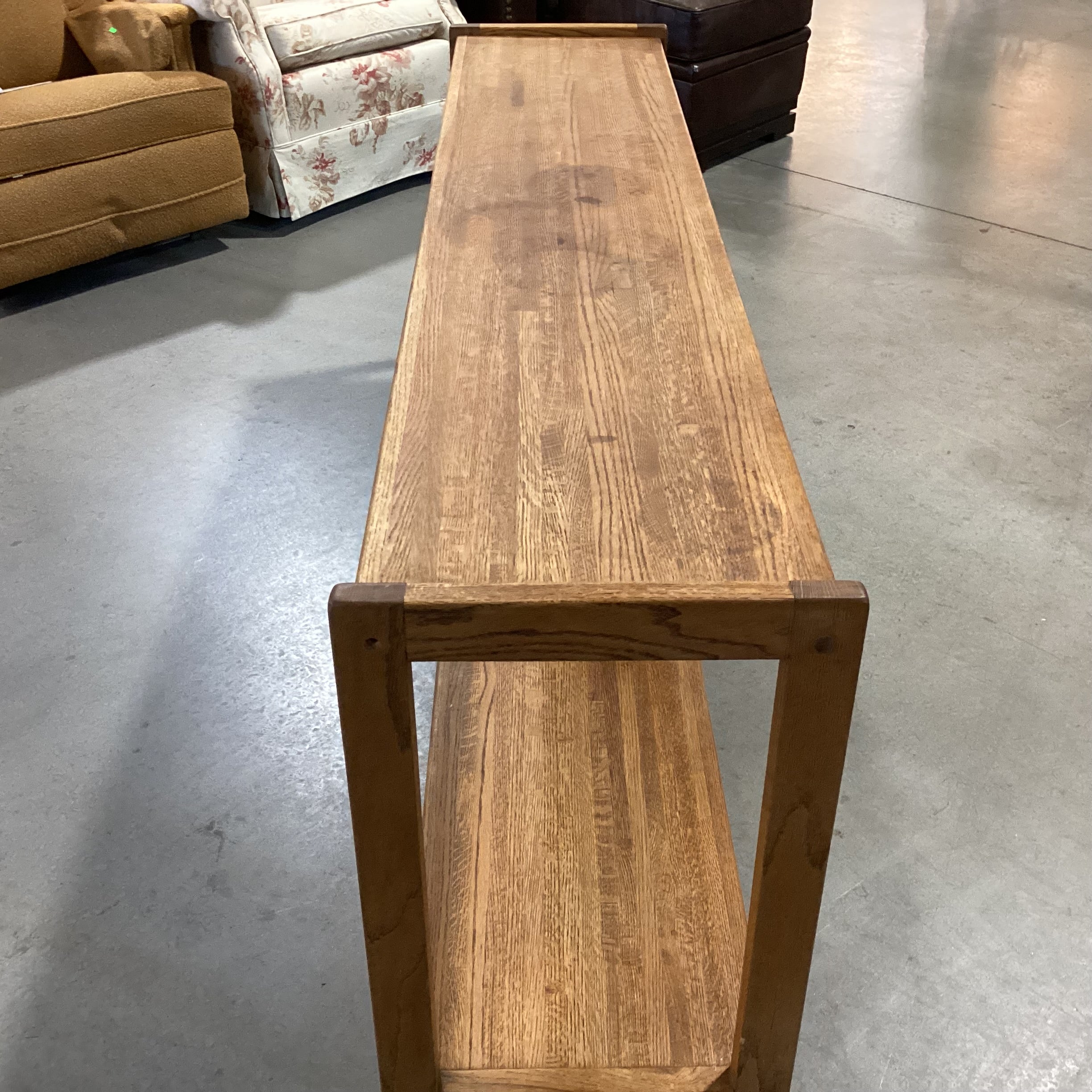 Solid Oak 2 Tiered Console Sofa Table 71.5"x 16"x 26"