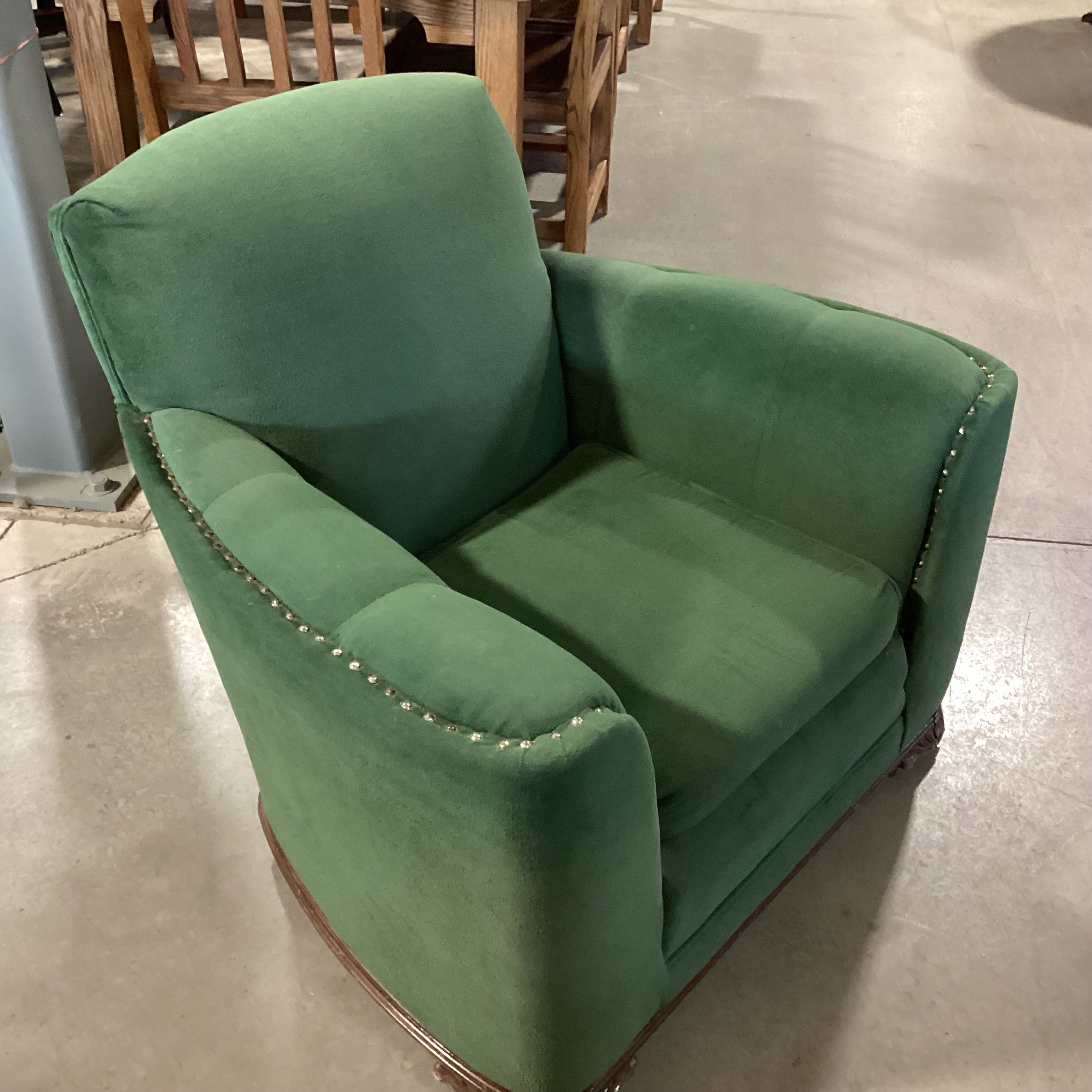 Vintage Antique Green Nailhead Accent Club Chair 38"x 34"x 32"