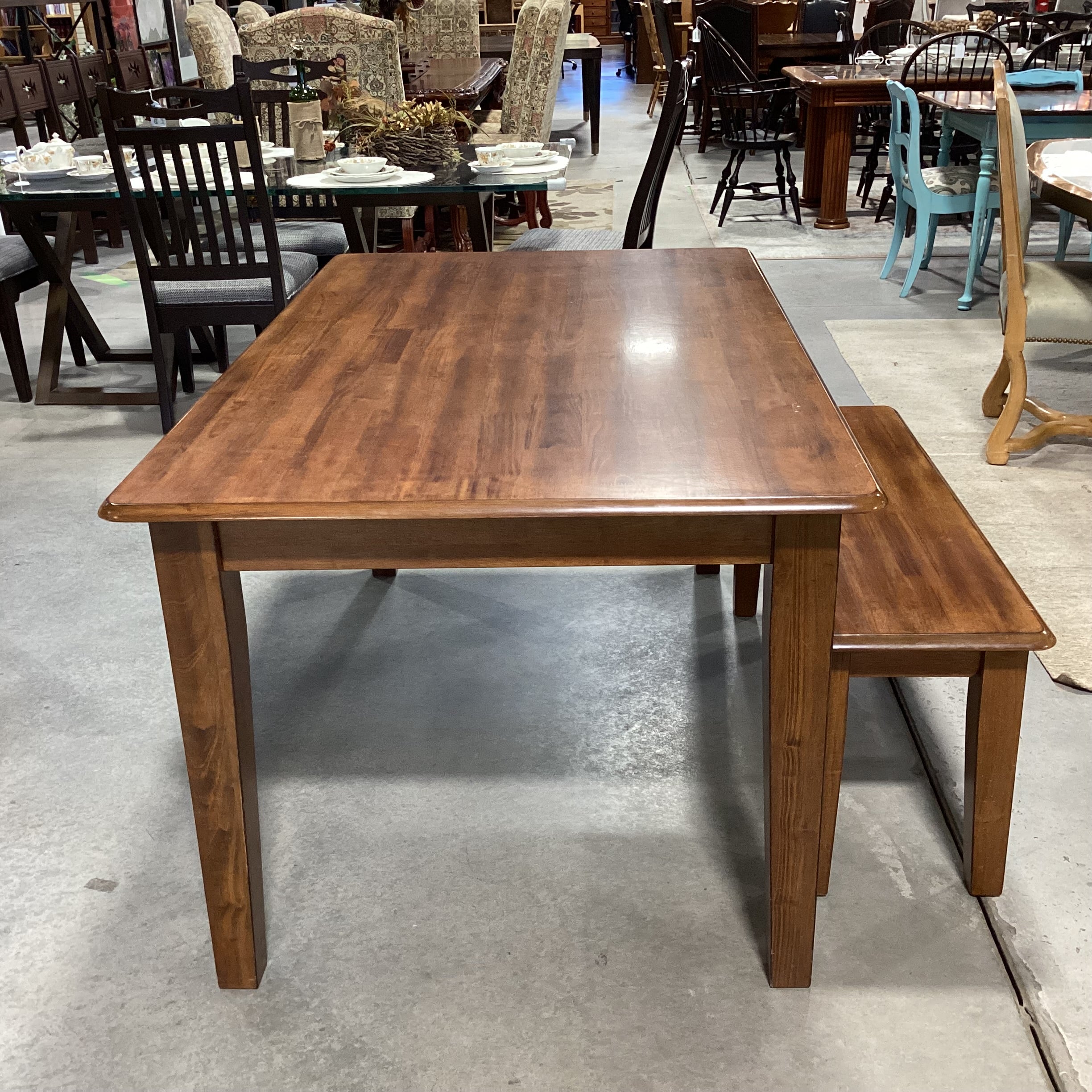 Finished Wood Table & Bench Dining Set 60.5"x 36.5"x 29.5"