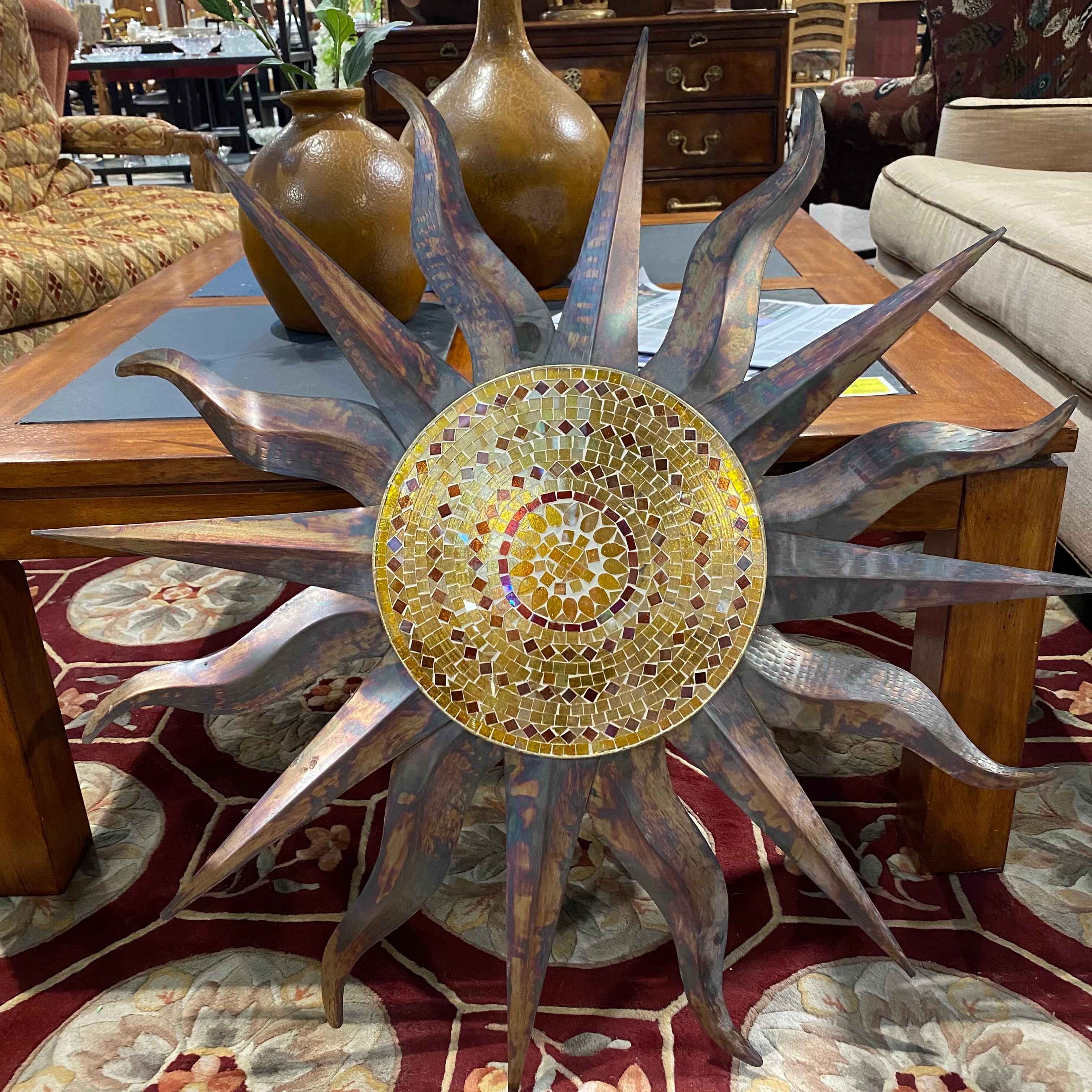 Rainbow Copper Sun Wall Decor 36"