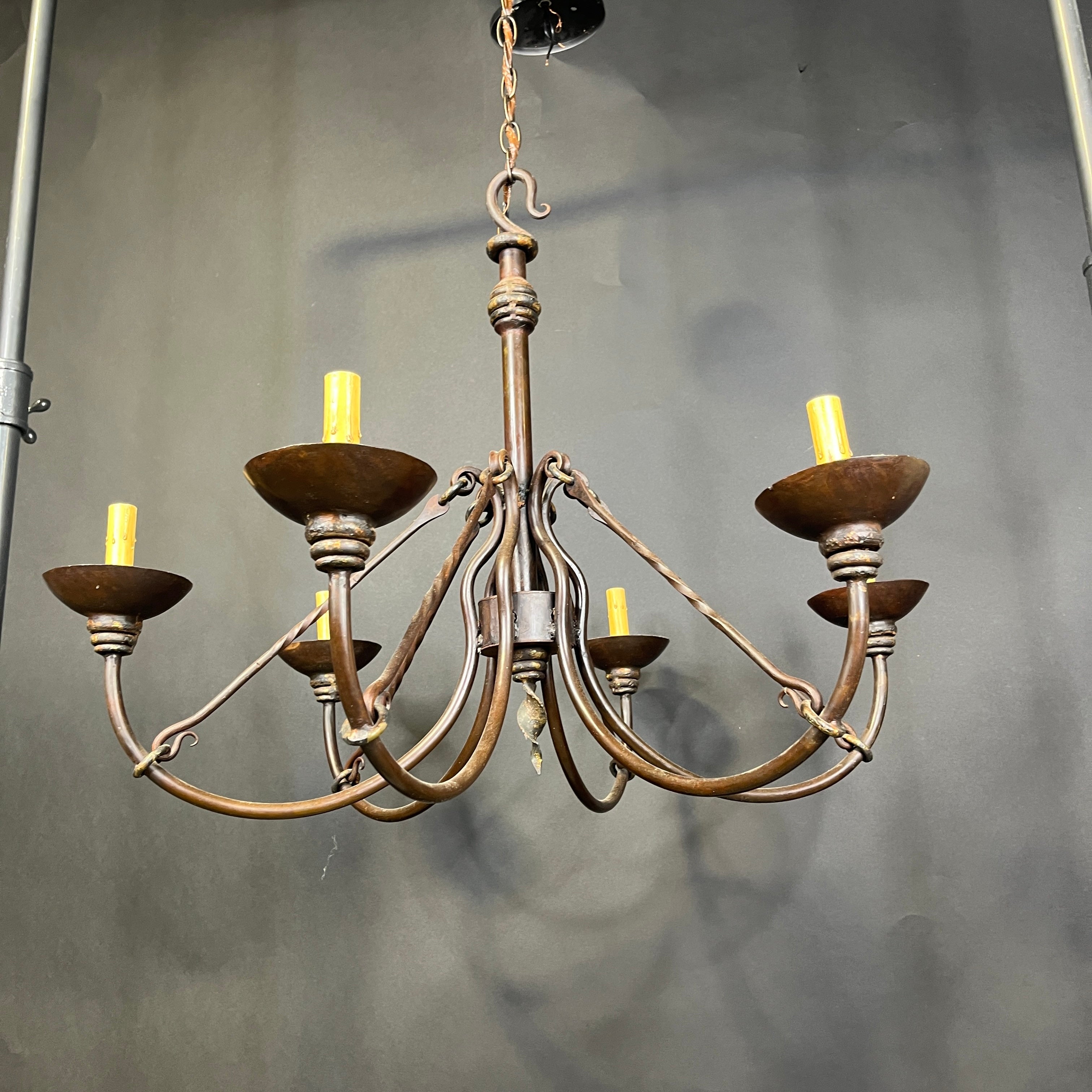 Revival Style 6-Light Rust Bronze Metal Candelabra Chandelier 31” Diameter x 45”