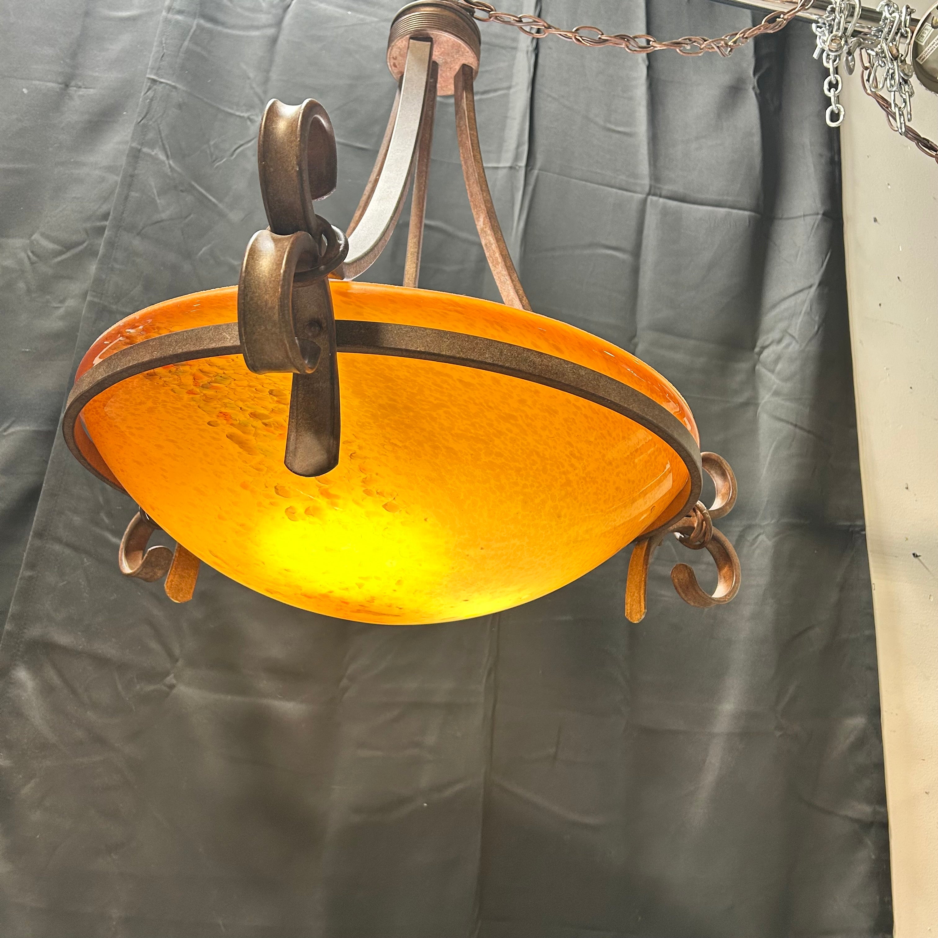 Hampton Bay Rhodes 3-Light Nutmeg Bowl Pendant 28"x 27"