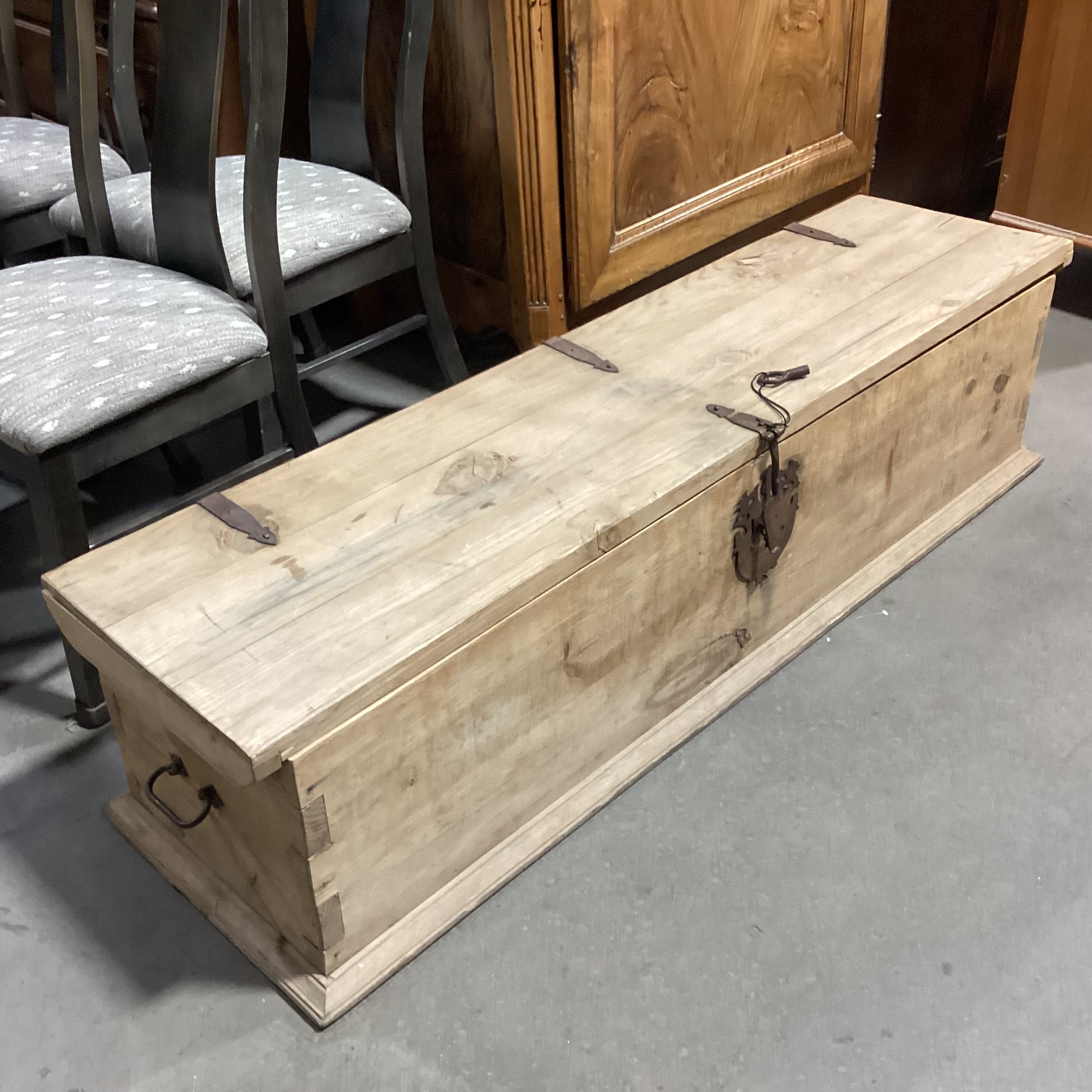 Natural Rustic Pine with Iron Accent Trunk 63"x 18.5"x 16"