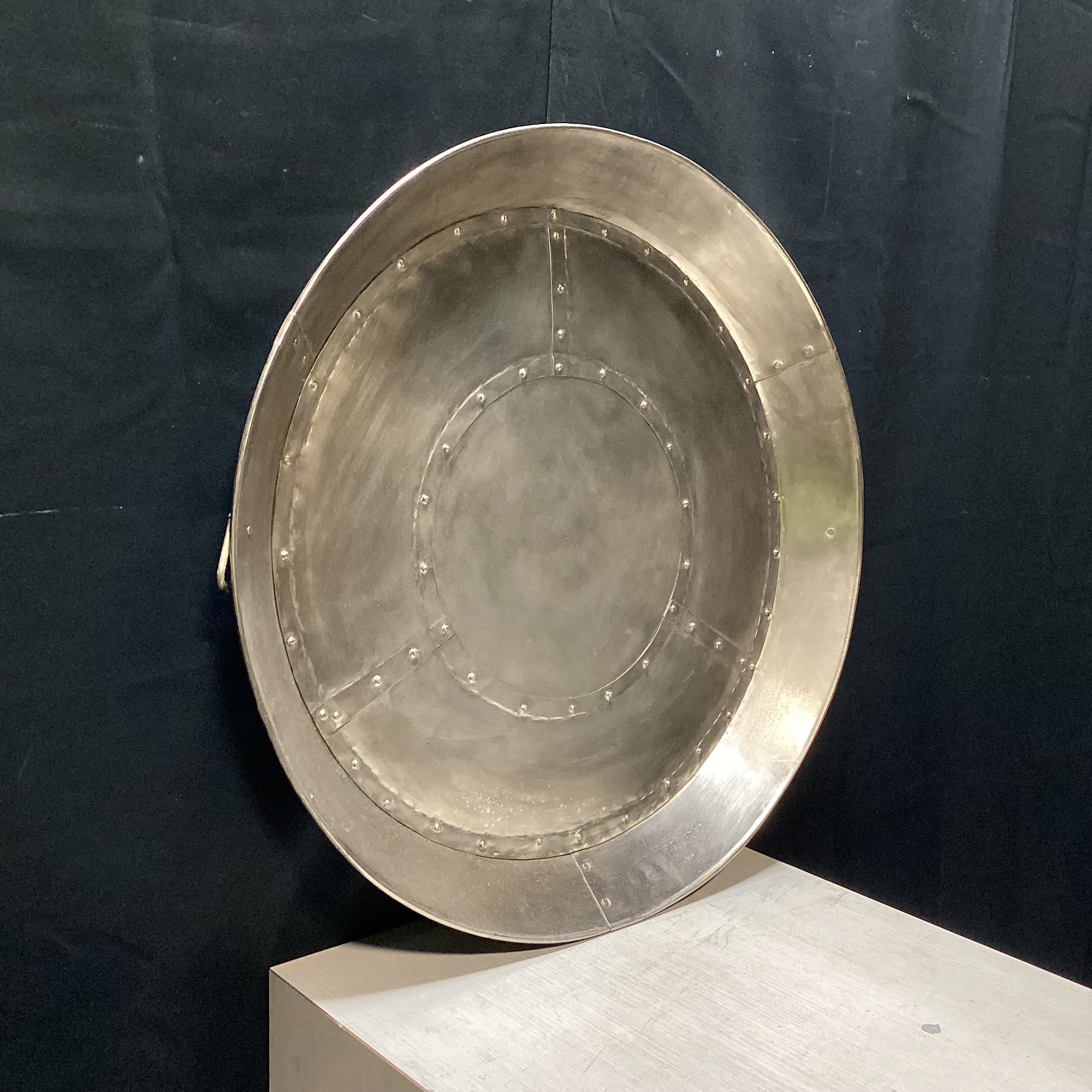 Interlude Home Rustic Silver Metal Hanging Tray/Pan 27" Diameter