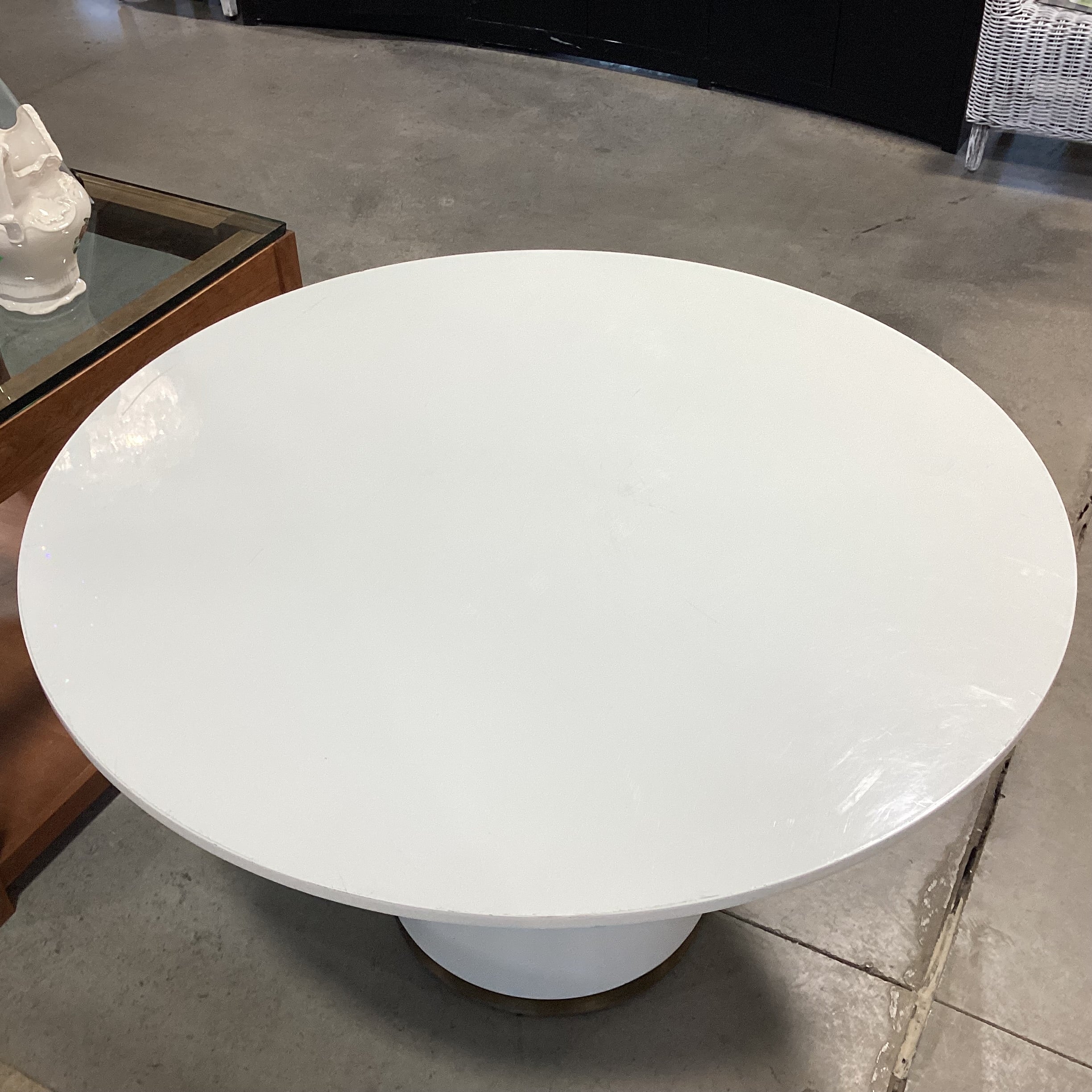 TOV Rosa White Lacquer Round Pedestal Dining Table 47" Diameter x 30"