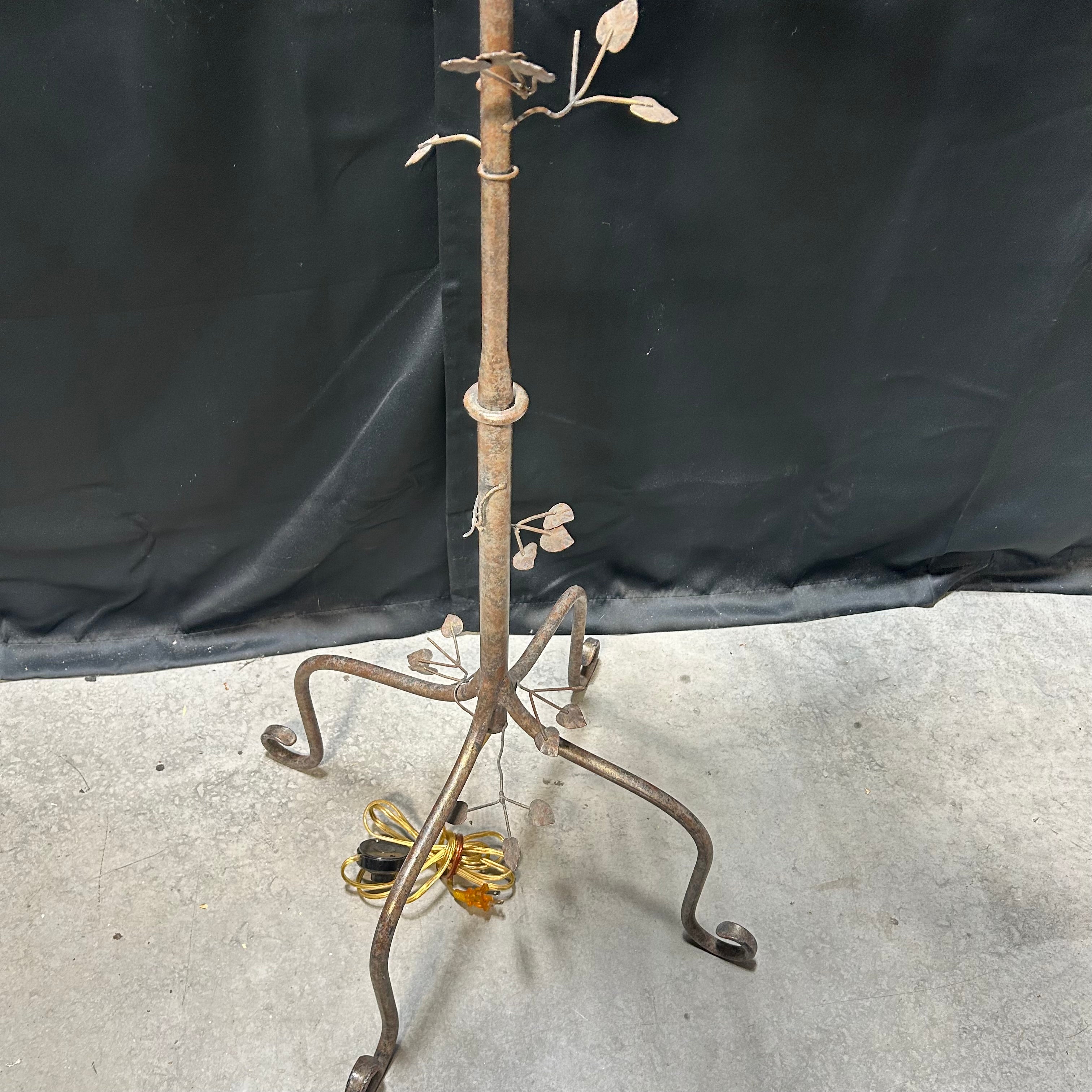 Wrought Iron 9 Light Candelabra Leaf Floor Lamp 19"x 66"