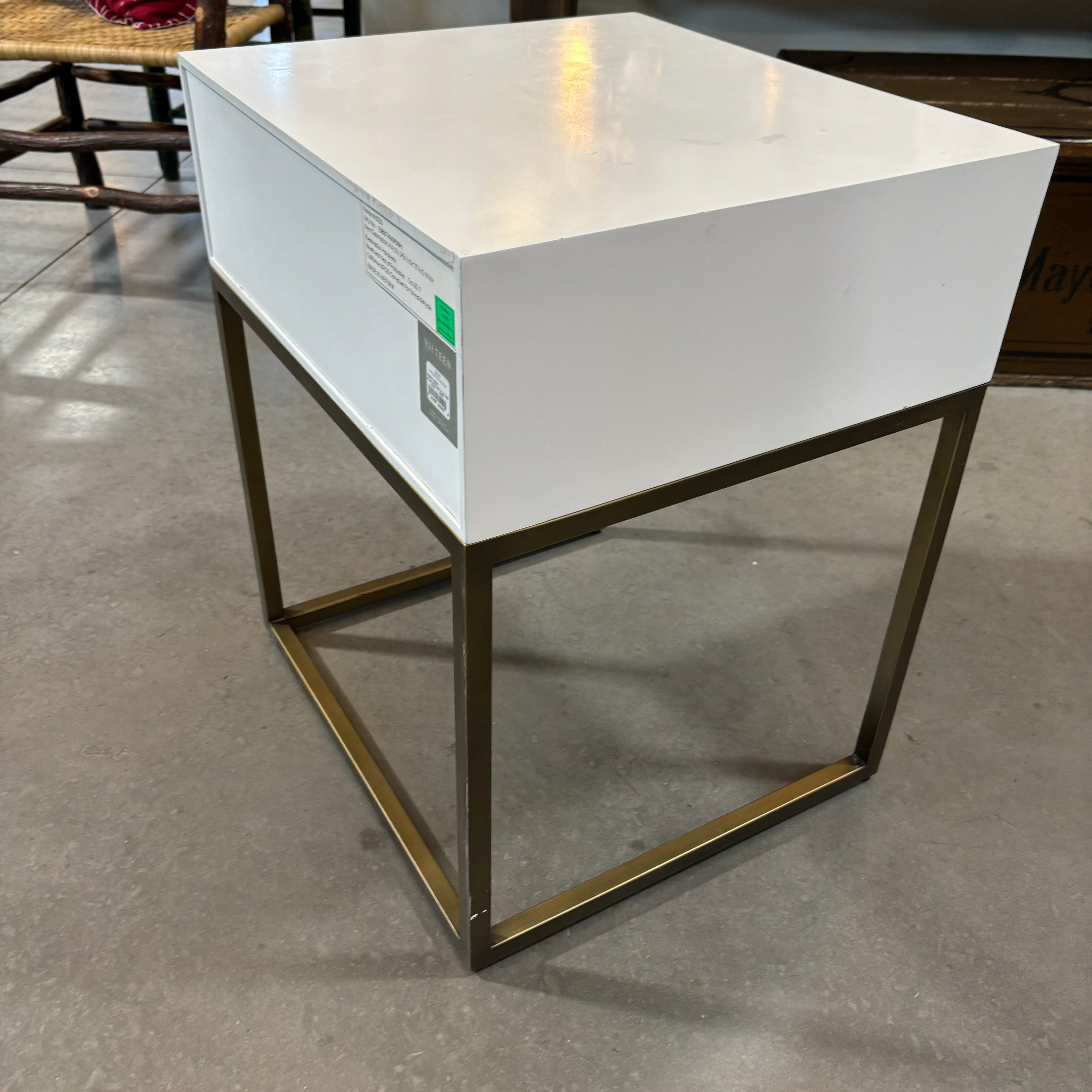 Restoration Hardware Teen Waxed White Finish & Metal 1 Drawer Nightstand 20"x 18"x 24"