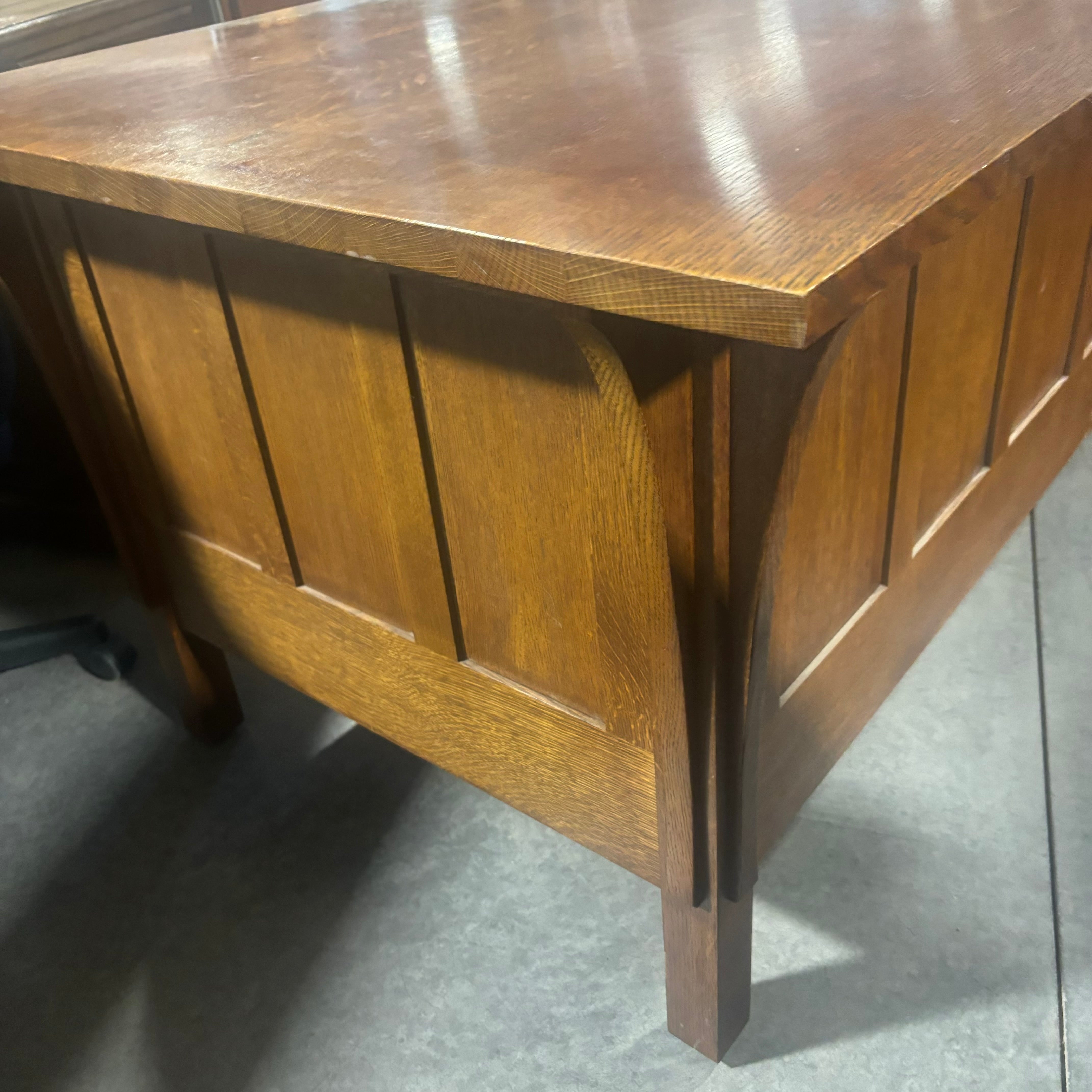 Stickley Solid Wood 5 Drawer with Hammered Copper Pulls Desk 72"x 36"x 30.5"