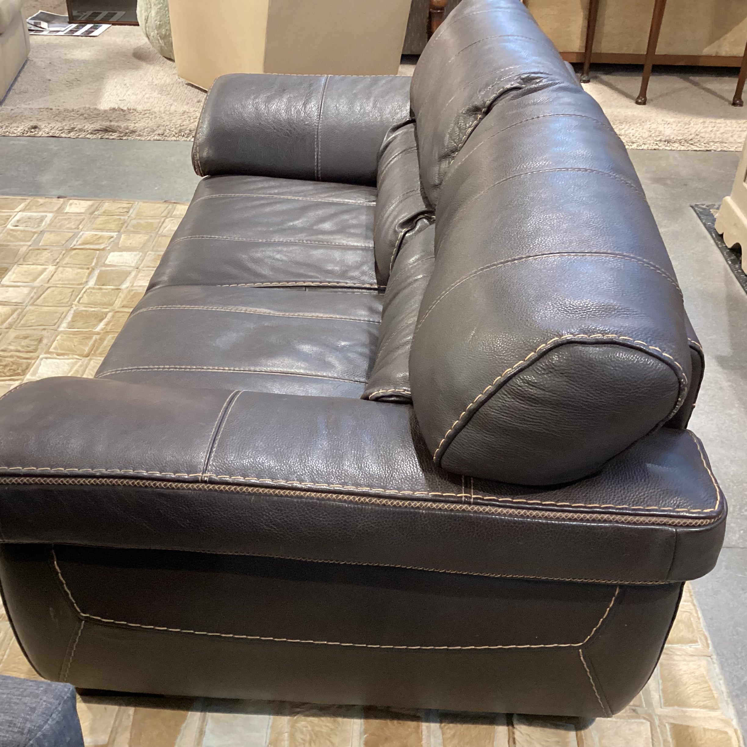 Textured Leather with Stitching Detail Loveseat Sofa 74"x 41"x 26"