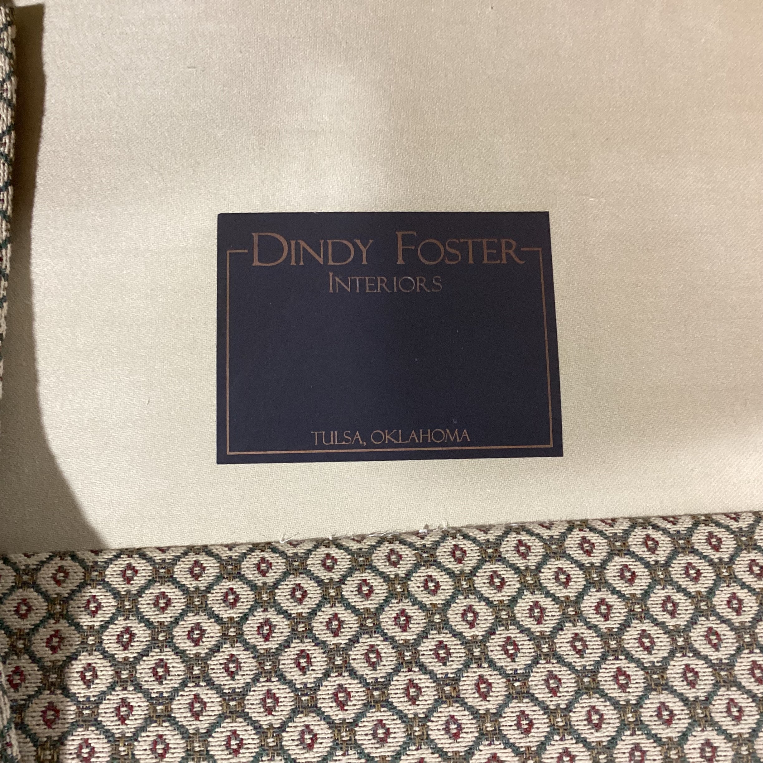 Dindy Foster Interiors Cream & Sage Pattern on Casters Accent Chair 31"x 28"x 36.5"