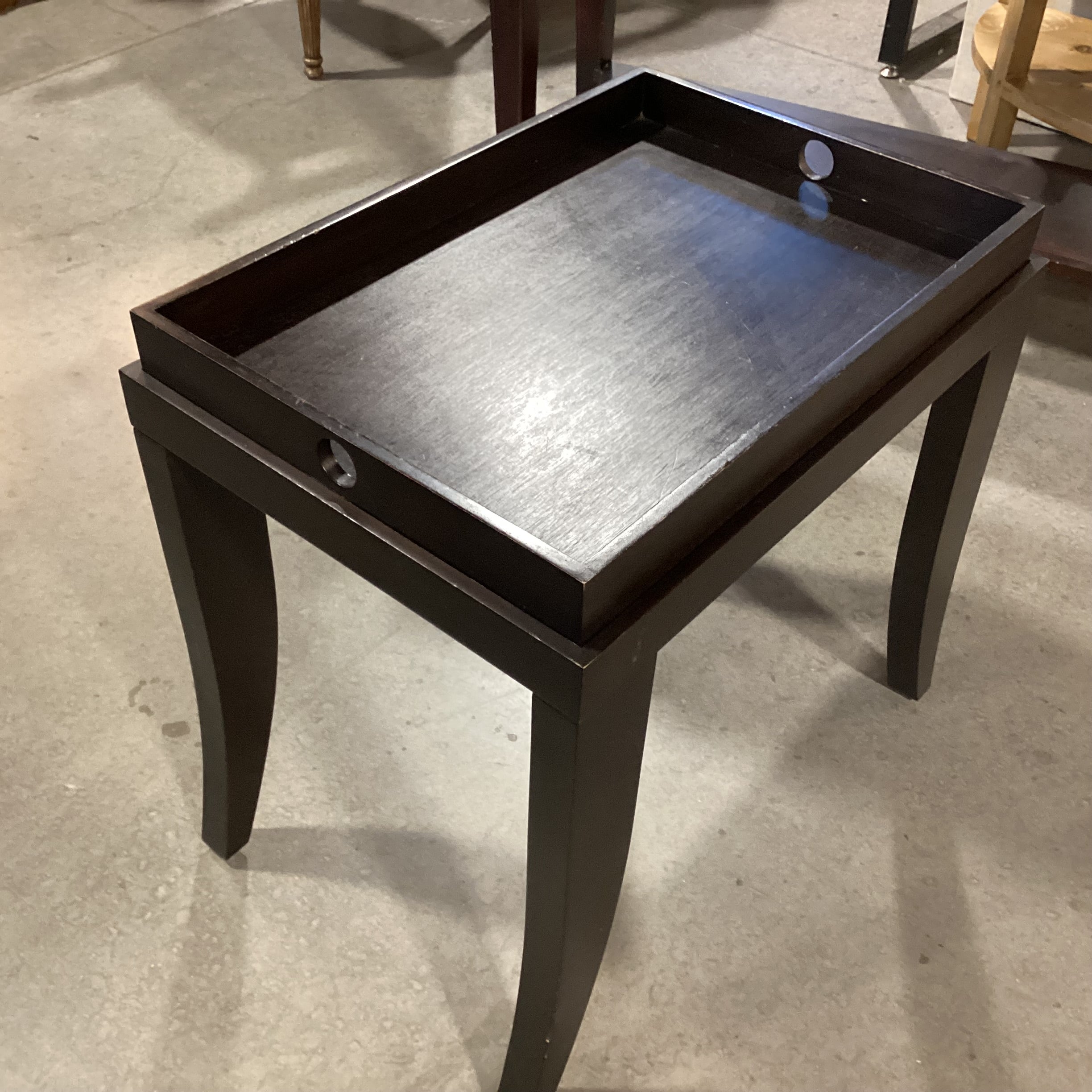 Dark Finish Wood Tray Top End Table 24"x 17"x 24.5"