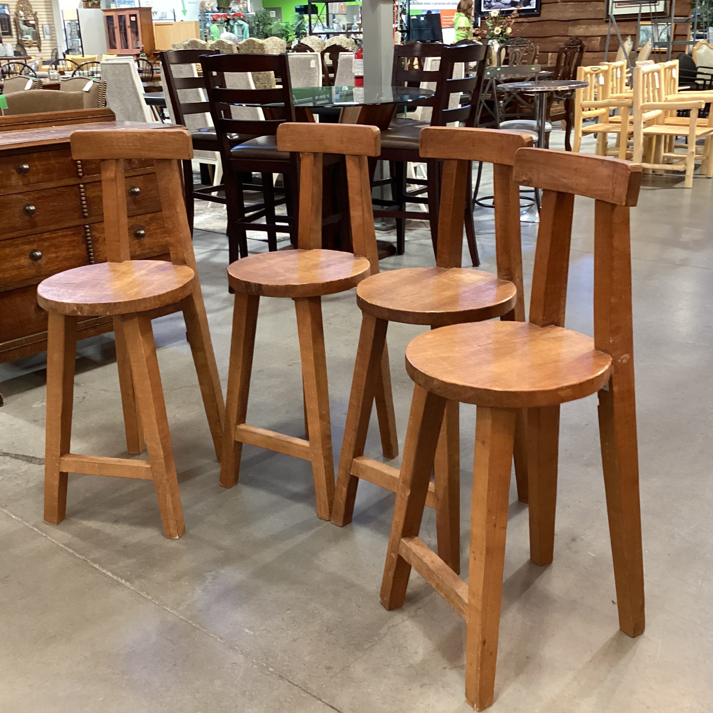 SET of 4 Hand Crafted Solid Wood Barstools 25.5"