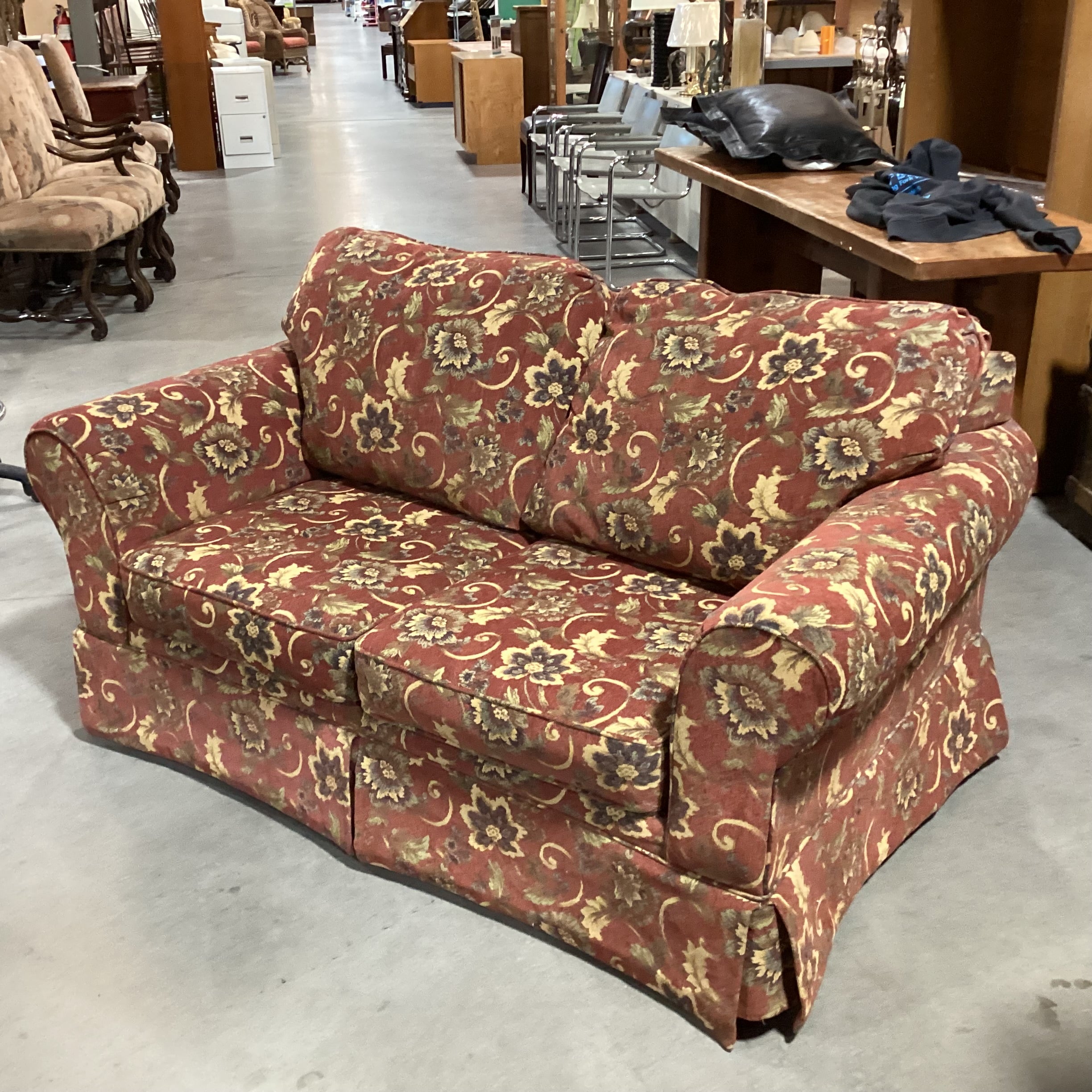 Rust Gold & Sage Floral Loveseat Sofa 64"x 38"x 32"