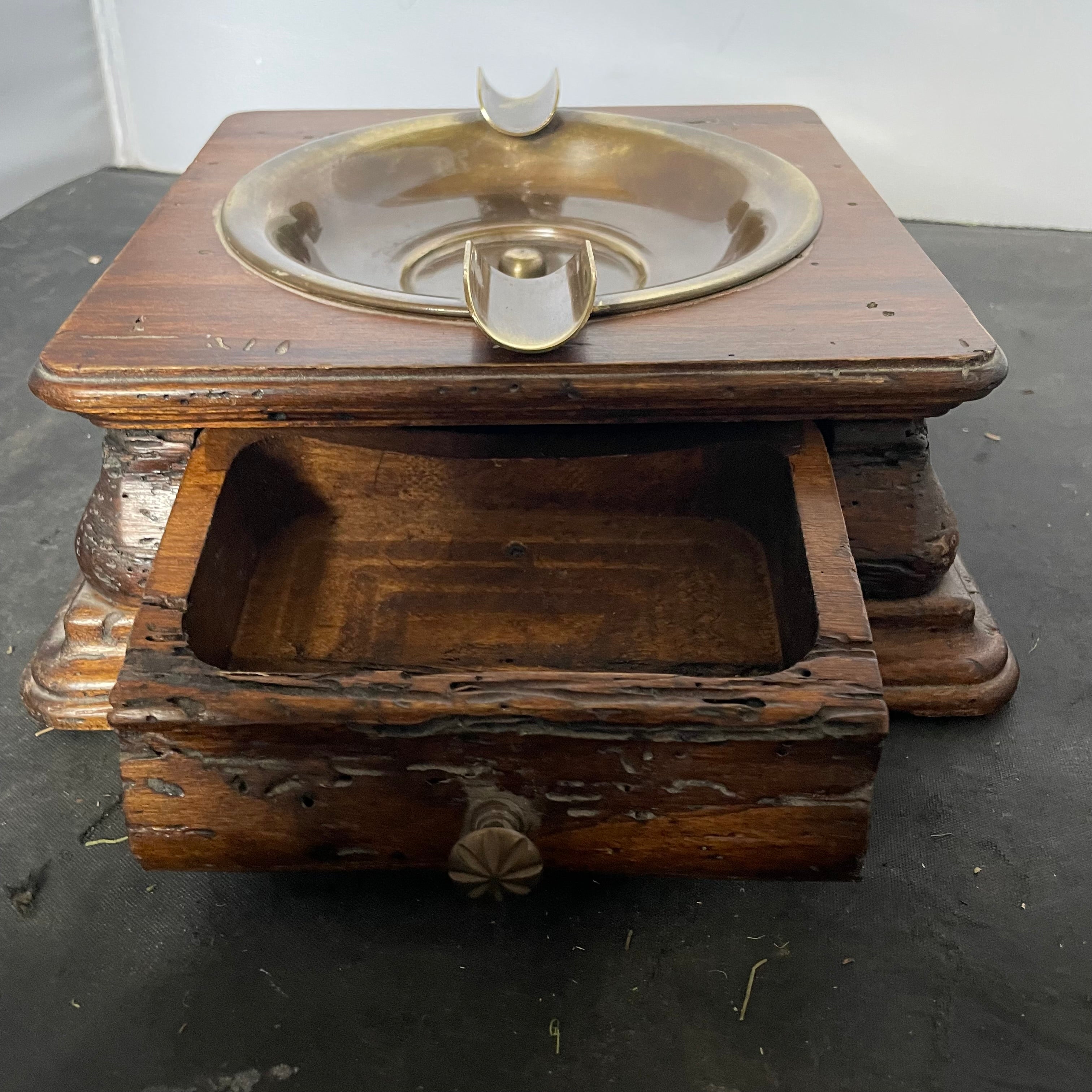 Vintage Nat Sherman Wood/Brass 1 Drawer Cigar Ashtray