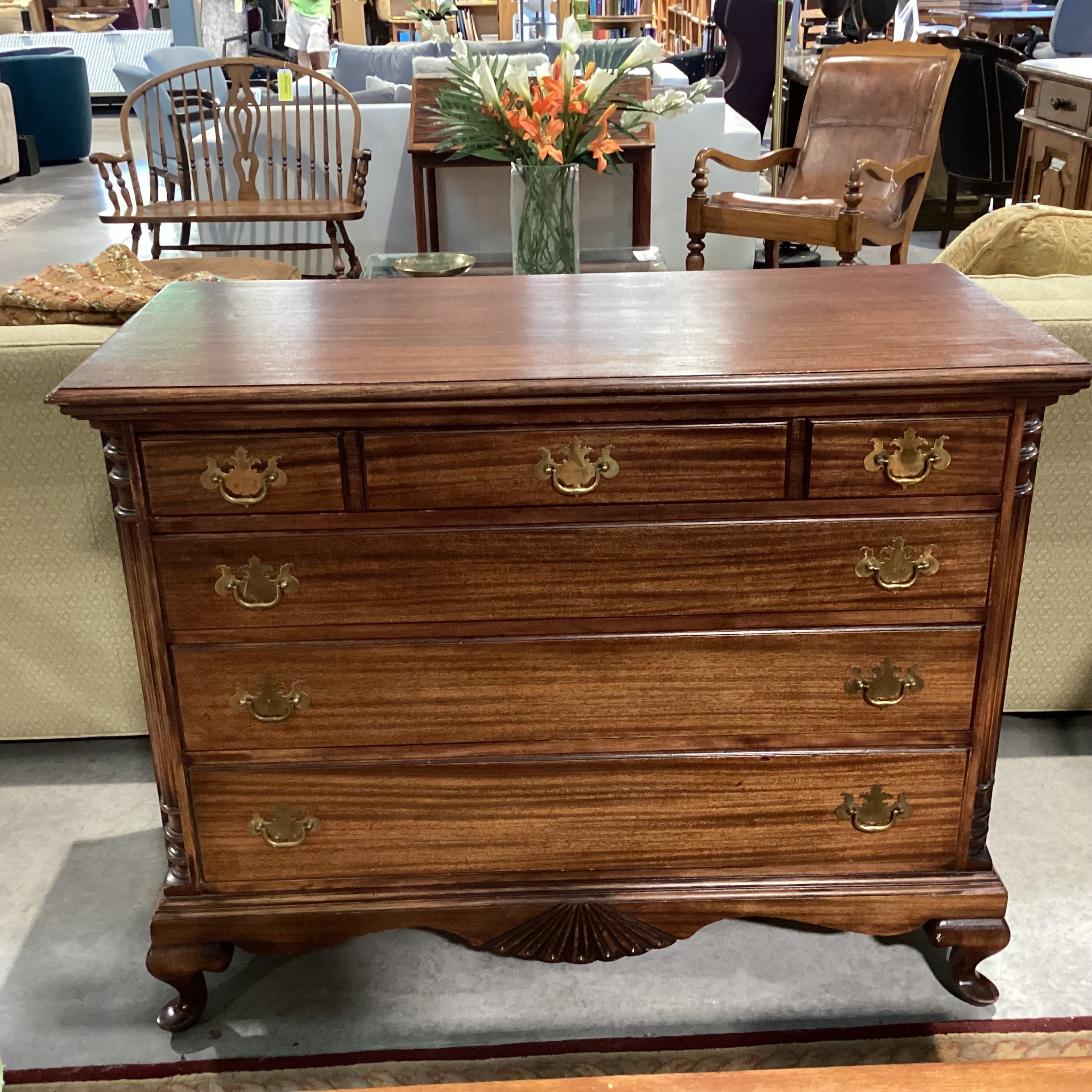 Antique Finished Mahogany 4 Drawer Chest 45"x 21"x 36"