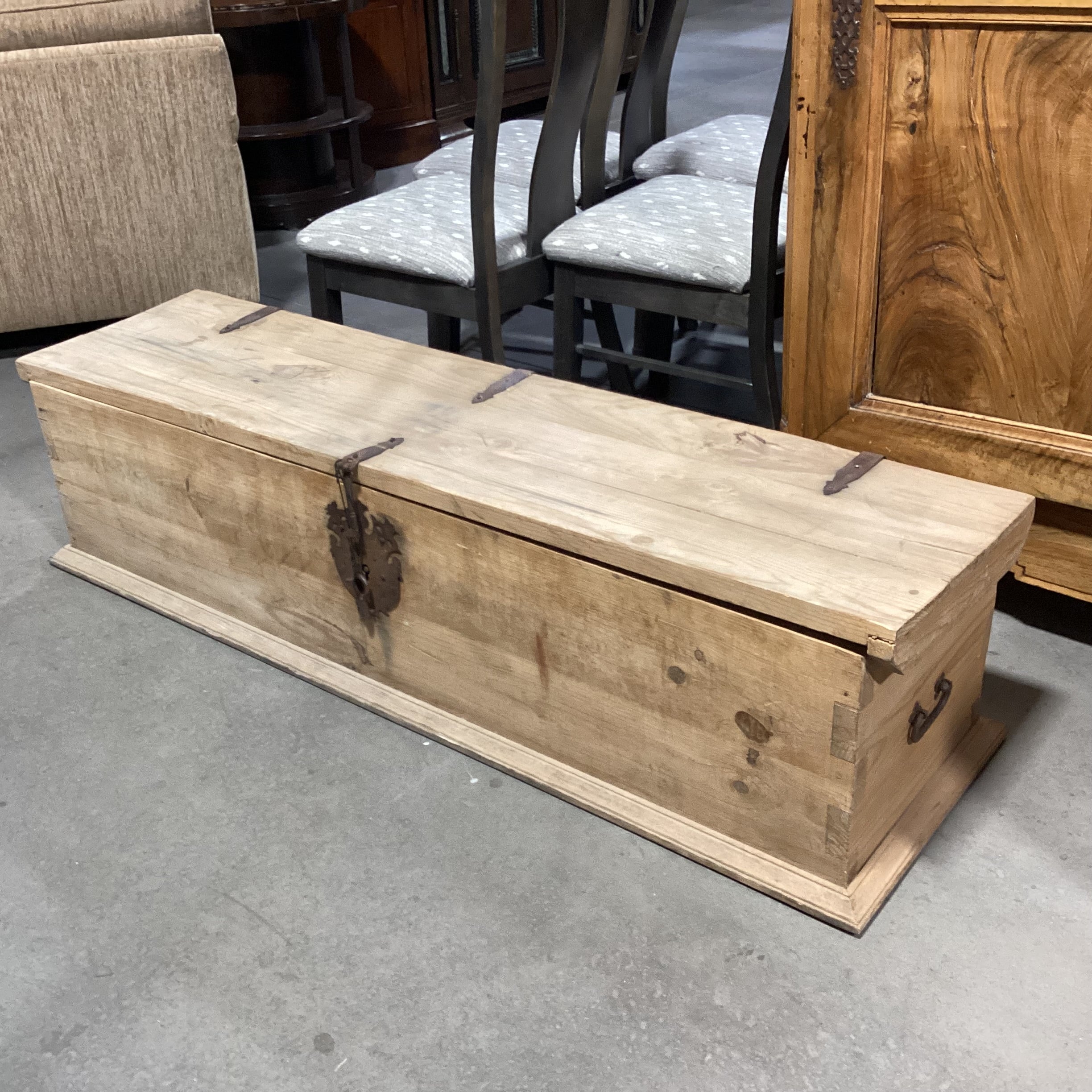 Natural Rustic Pine with Iron Accent Trunk 63"x 18.5"x 16"