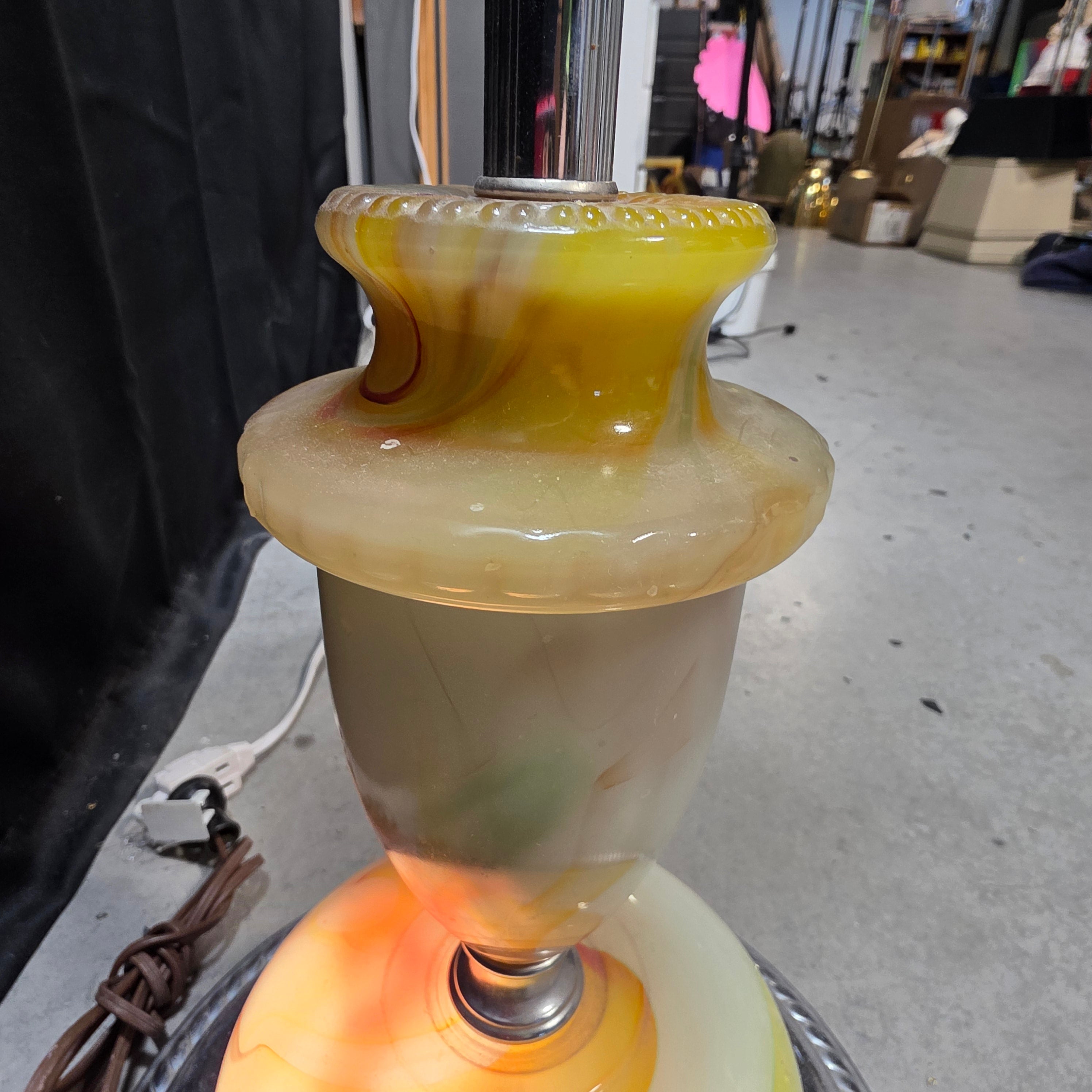 Art Deco 1950's Slag Glass 5 Light Floor Lamp 11" D x 60"