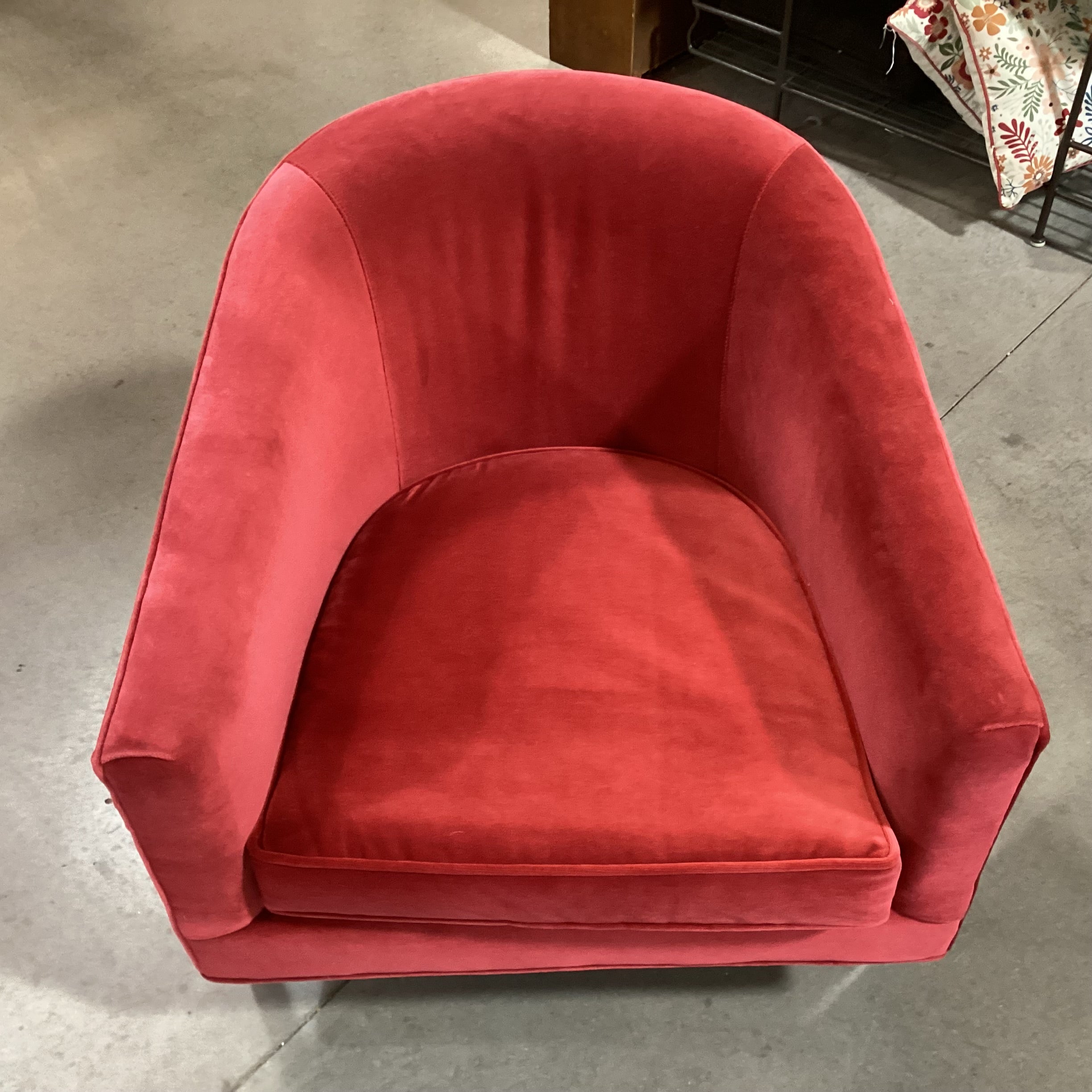 Mitchell Gold & Bob Williams Red Velvet & Chrome Chair 31"x 34"x 30"