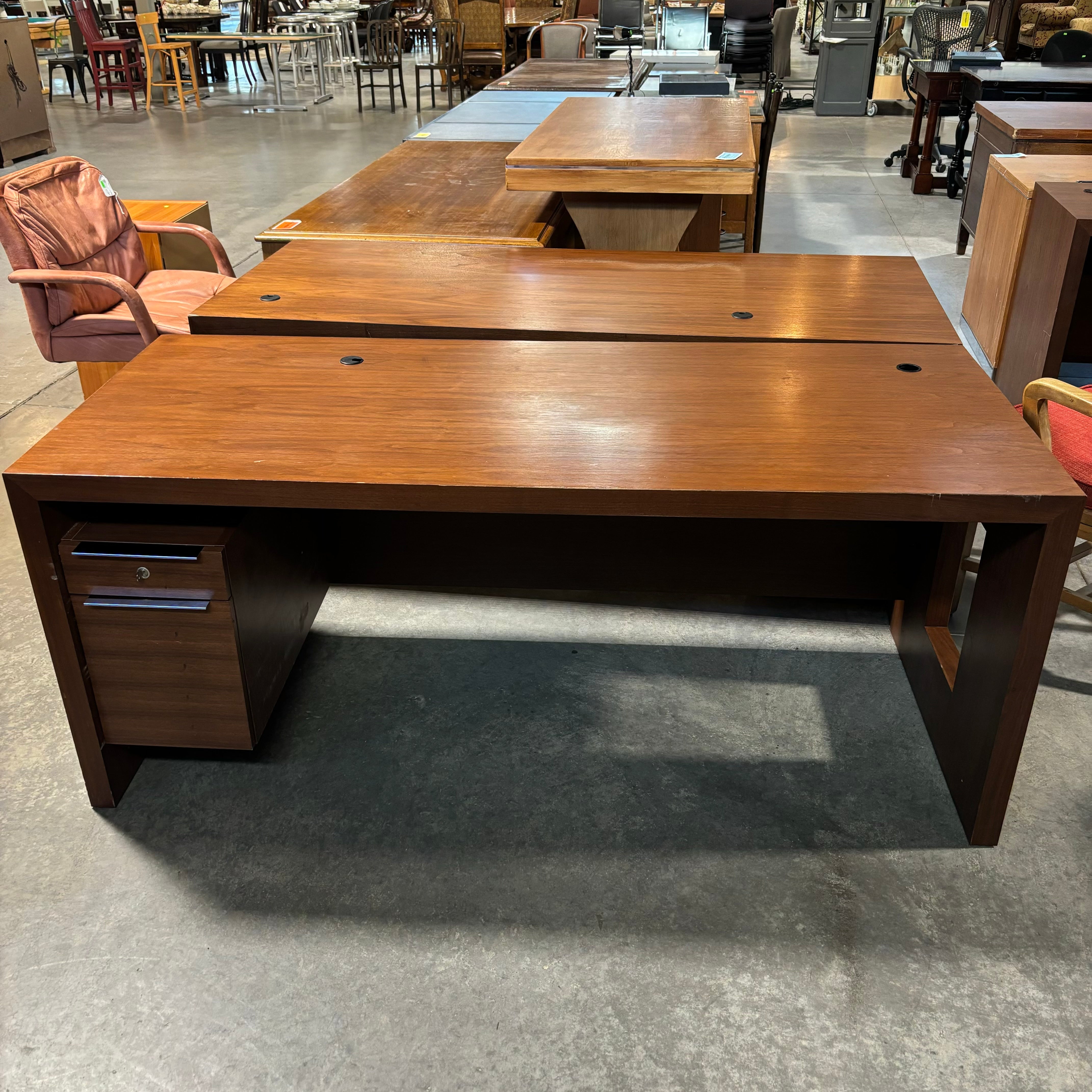 Medium Finish Solid Wood with 2 Soft Close Drawers Executive Desk 72"x 30"x 30"