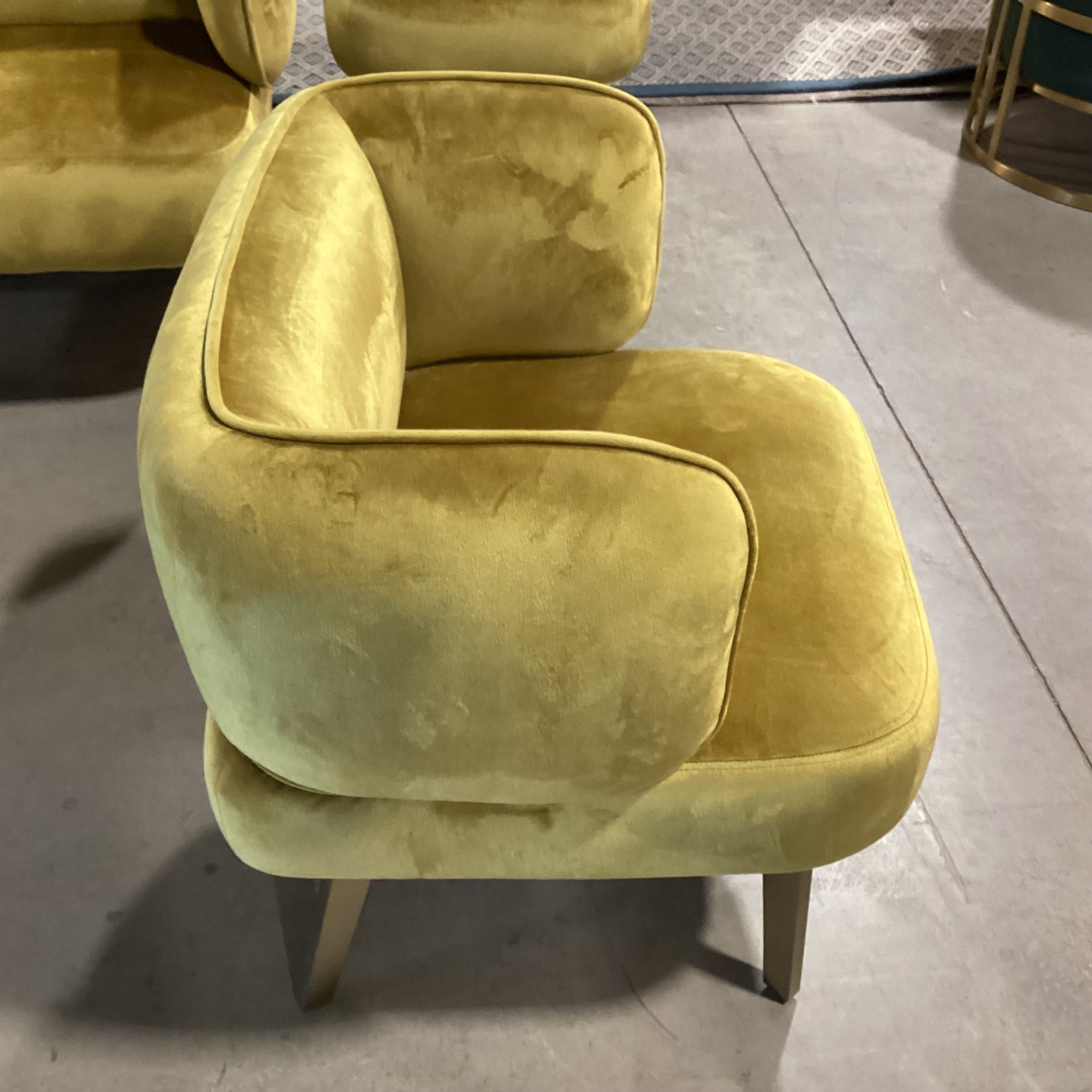 I was Made for You Interior Define Saffron Velvet & Gold Metal Modern Chair 27"x 24"x 30"