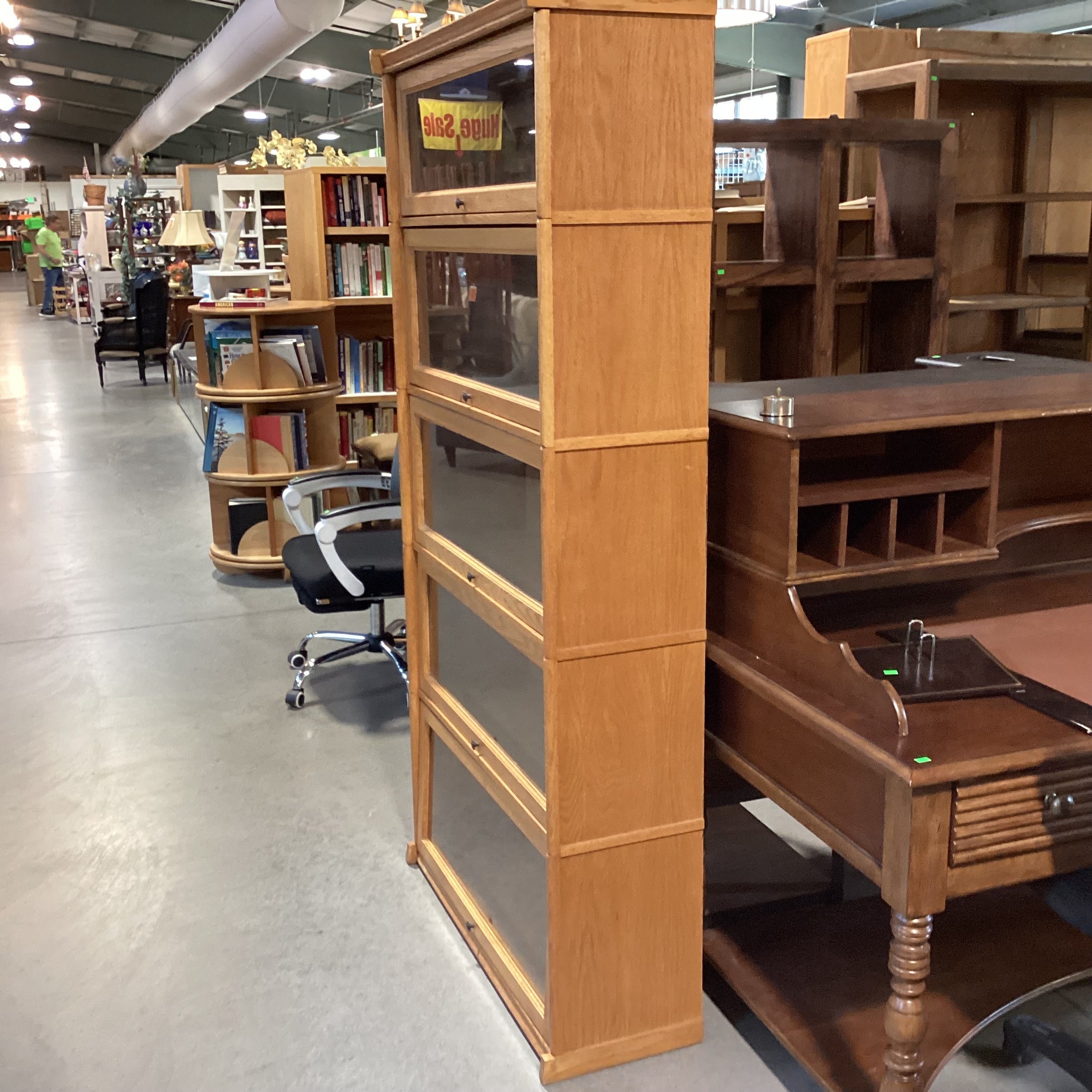 Light Oak & Glass Doors Barrister Bookcase 36"x 13"x 73"
