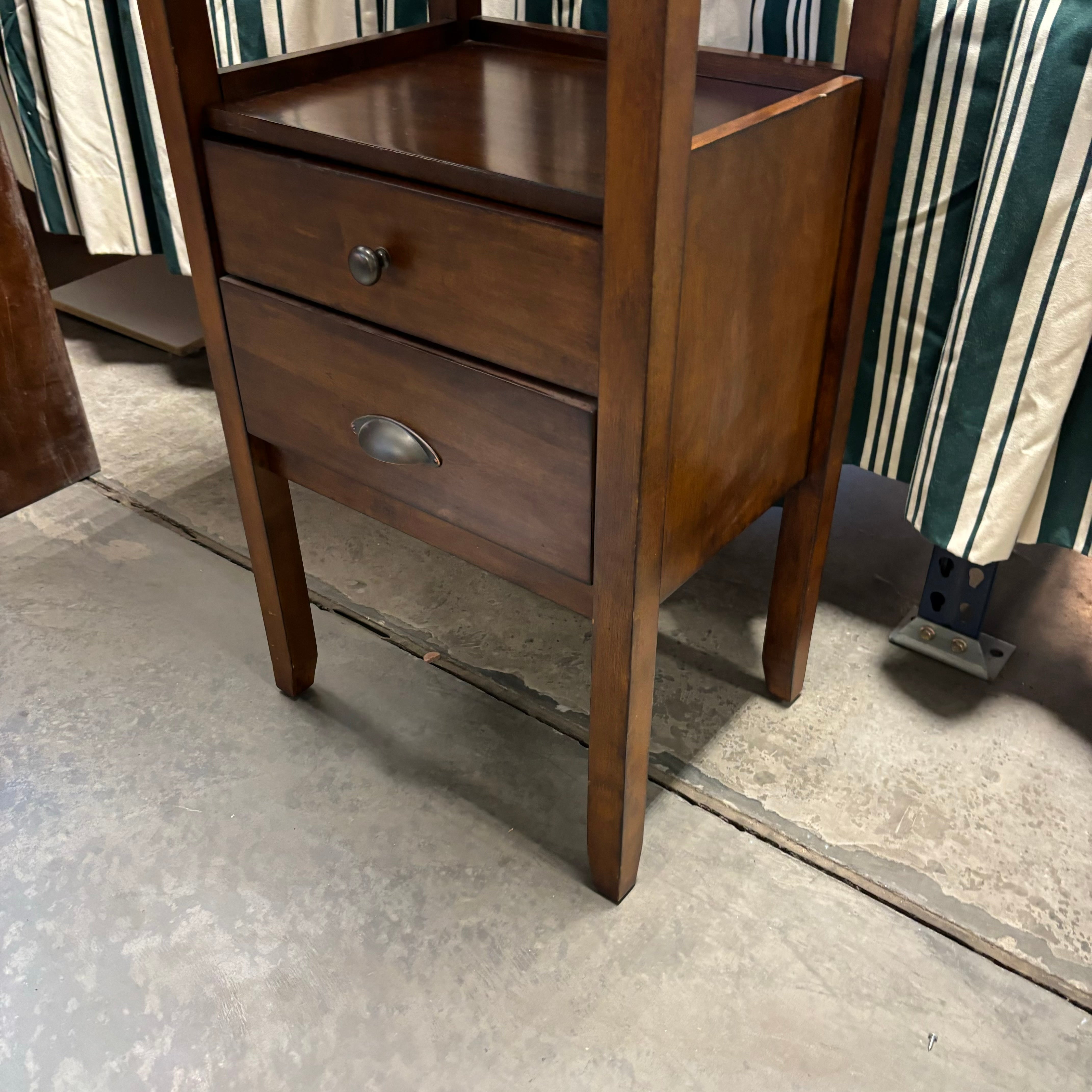 Mission Style Solid Wood 3 Tiered with 2 Drawers Bookcase 22"x 16"x 66"