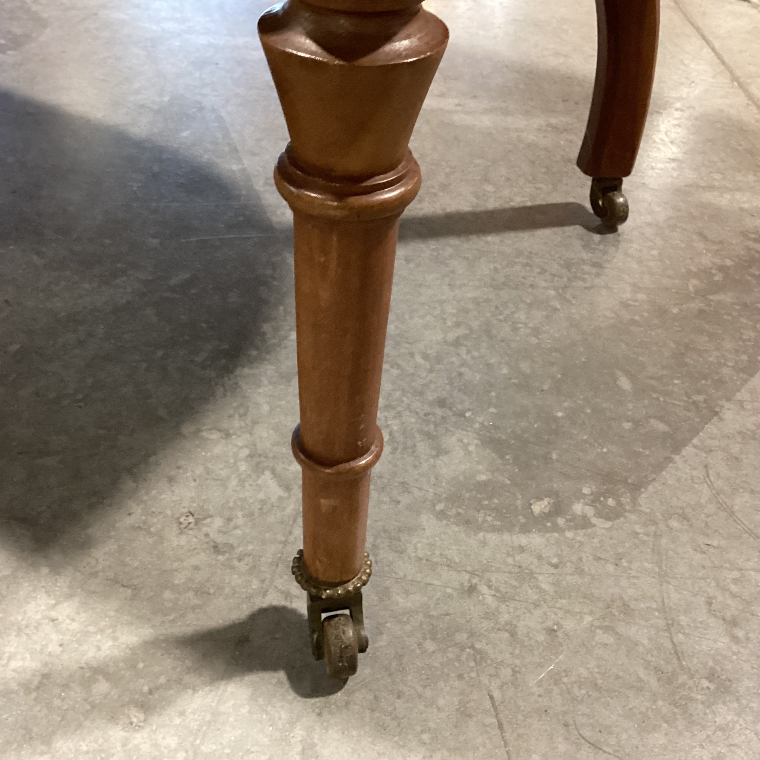Antique Carved Wood Detail with Spindle Curved Back & Paisley Seat on Casters Bench 45"x 25"x 29"