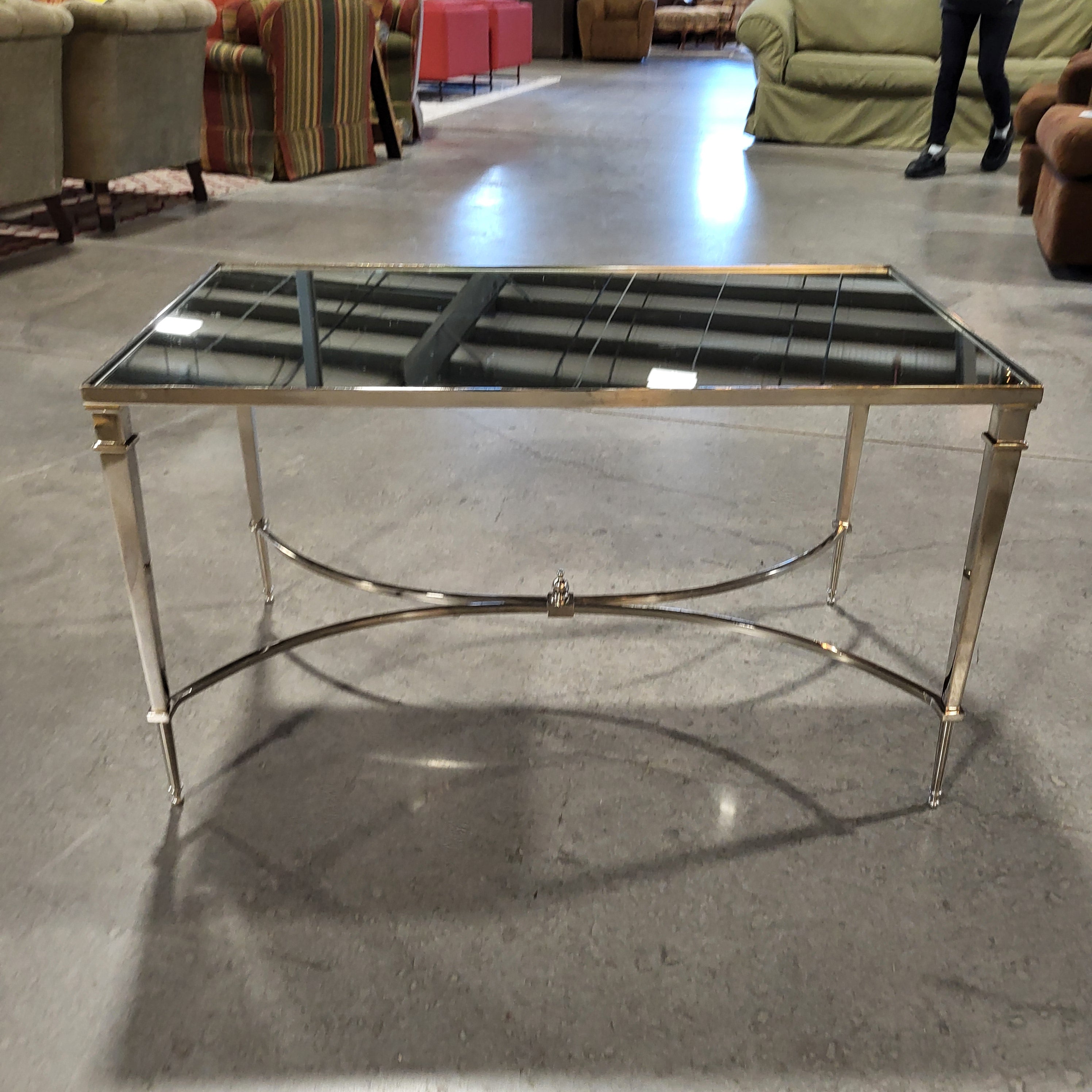 Art Deco Regency Style Silver Mirrored Coffee Table 36"x 20"x 20"