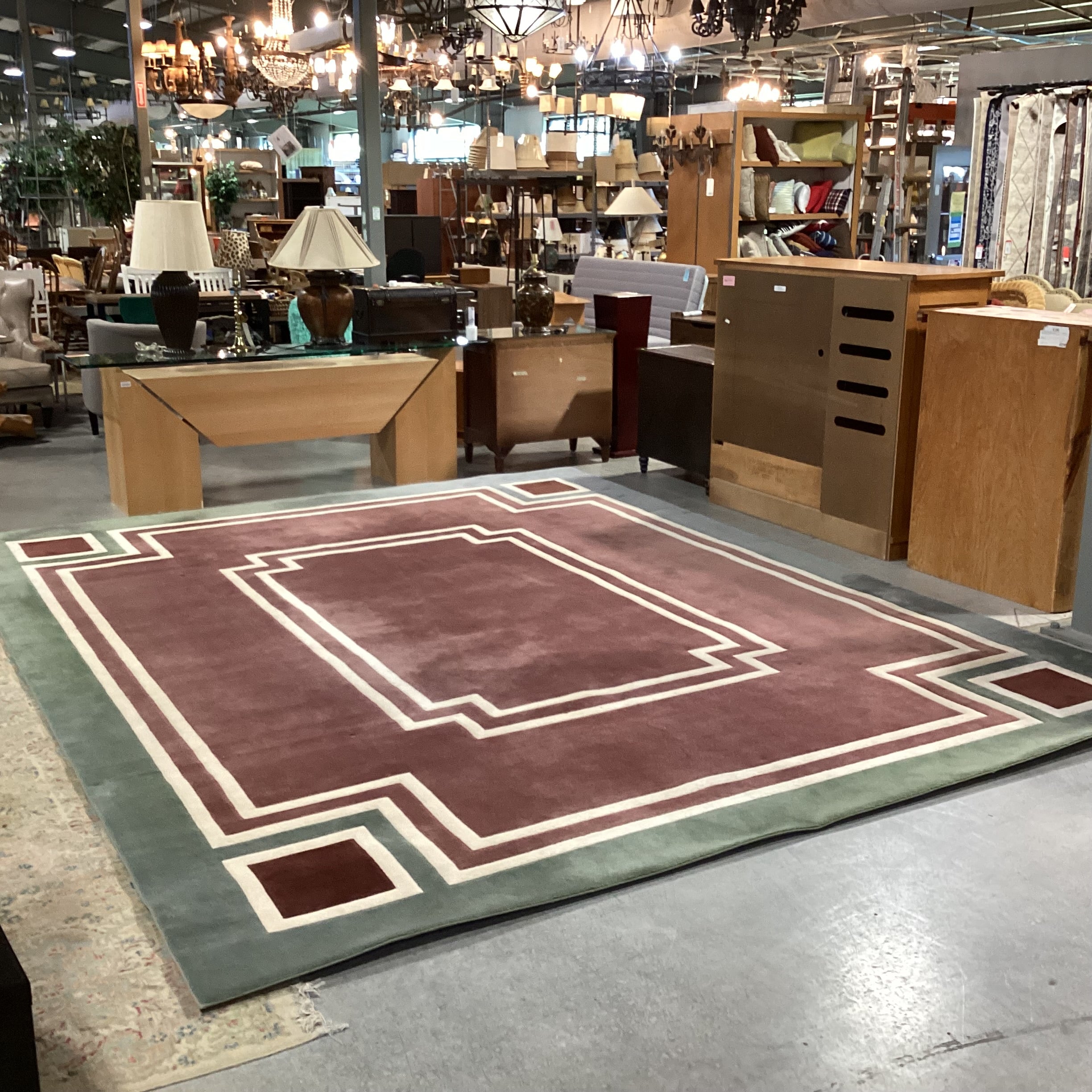 Masland The Azola's Custom Green & Mauve Handcrafted Wool Rug 12' x 15'