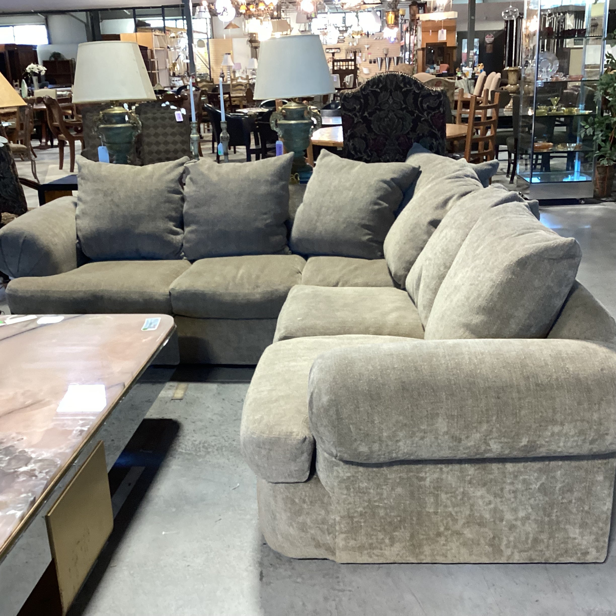 Sage Chenille Woven Down Mix 2 Piece Sectional 102"x 102"x 42"x 30"