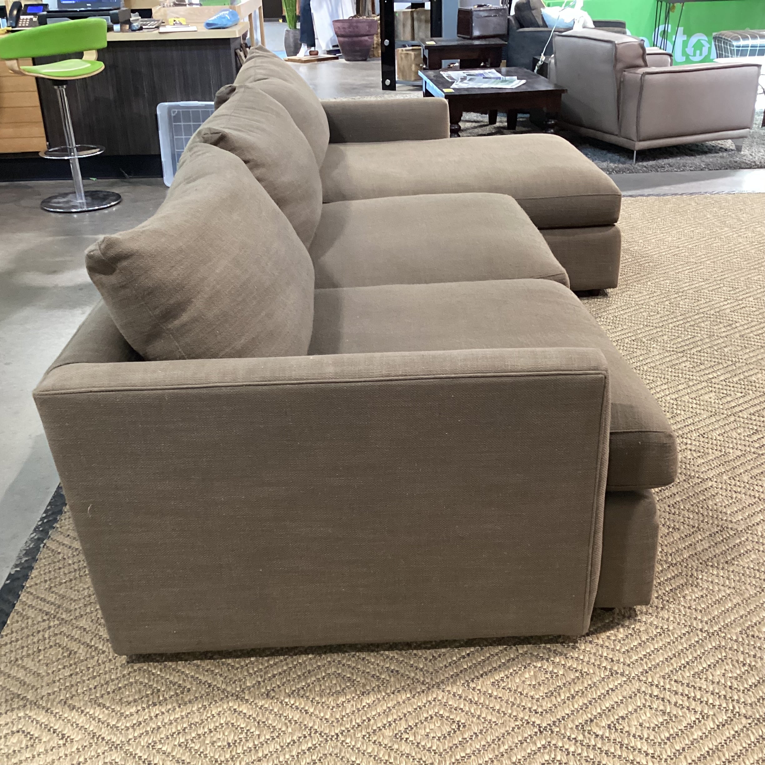 Crate & Barrel Taupe Woven Down Mix with Chaise 2 Piece Sectional 124"x 63"x 46"x 26"