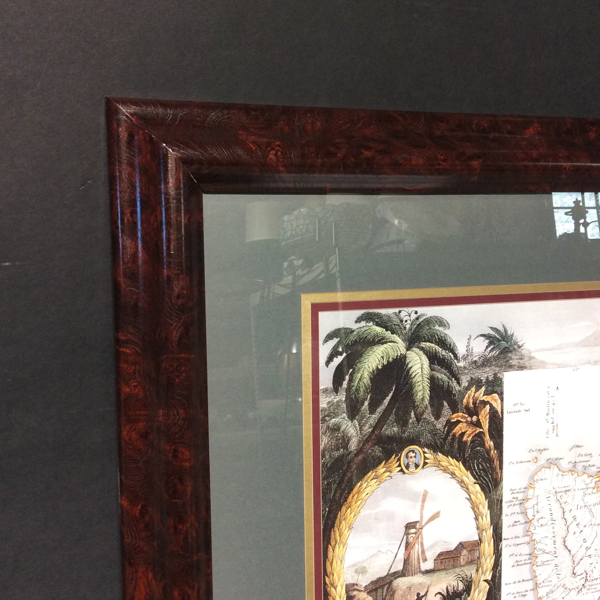 Guadeloupe Caribbean 1850 Victor Levasseur Map Print In Faux Wood Frame 34 1/2" x 26"