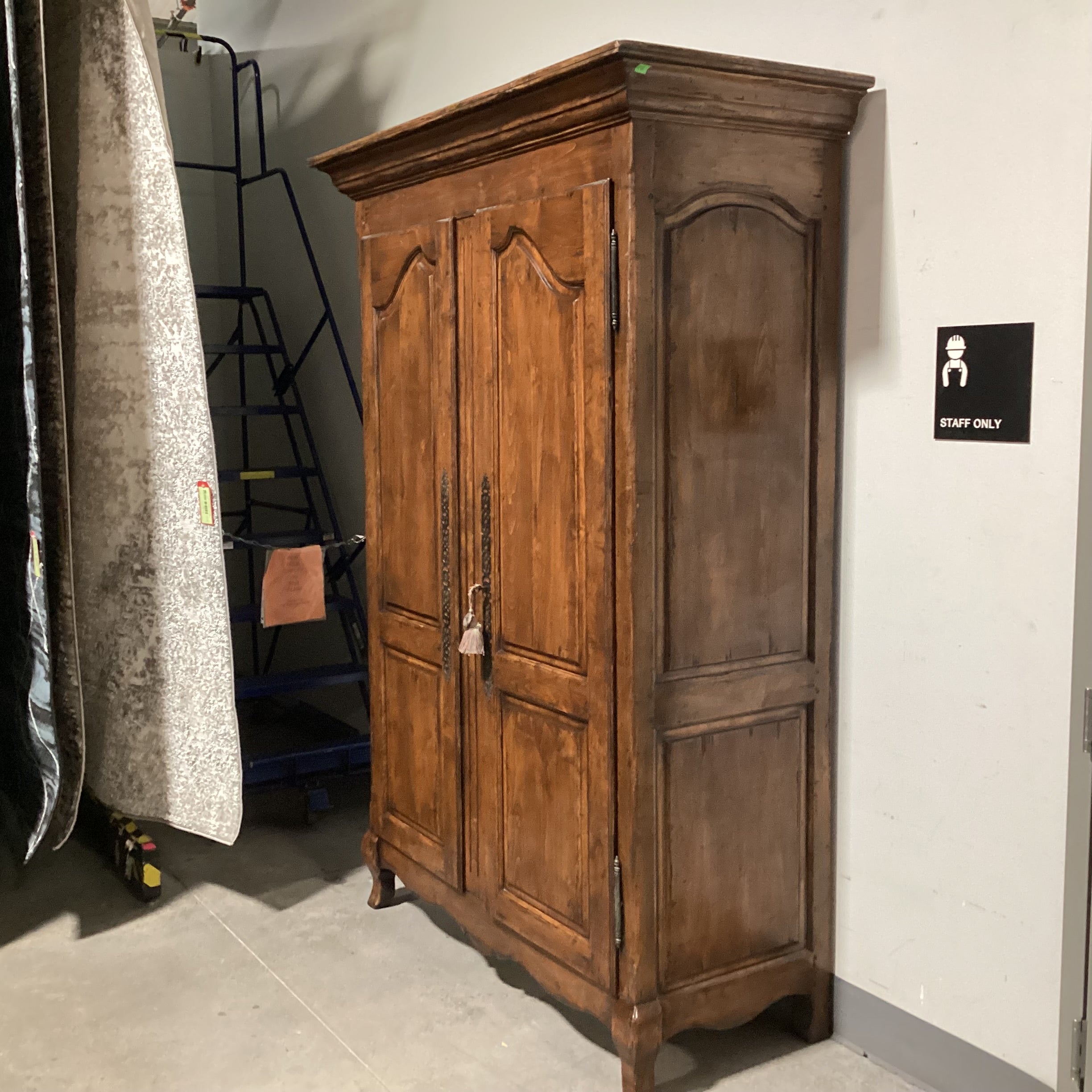 Dark Distressed Finish 2 Door 4 Drawer Armoire 59"x 26"x 85"